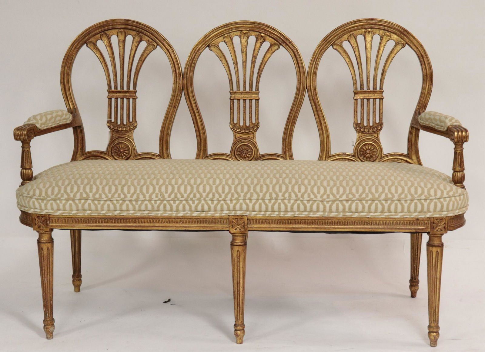 Louis XVI Style Giltwood Triple Chair Back Settee (1 of 6)