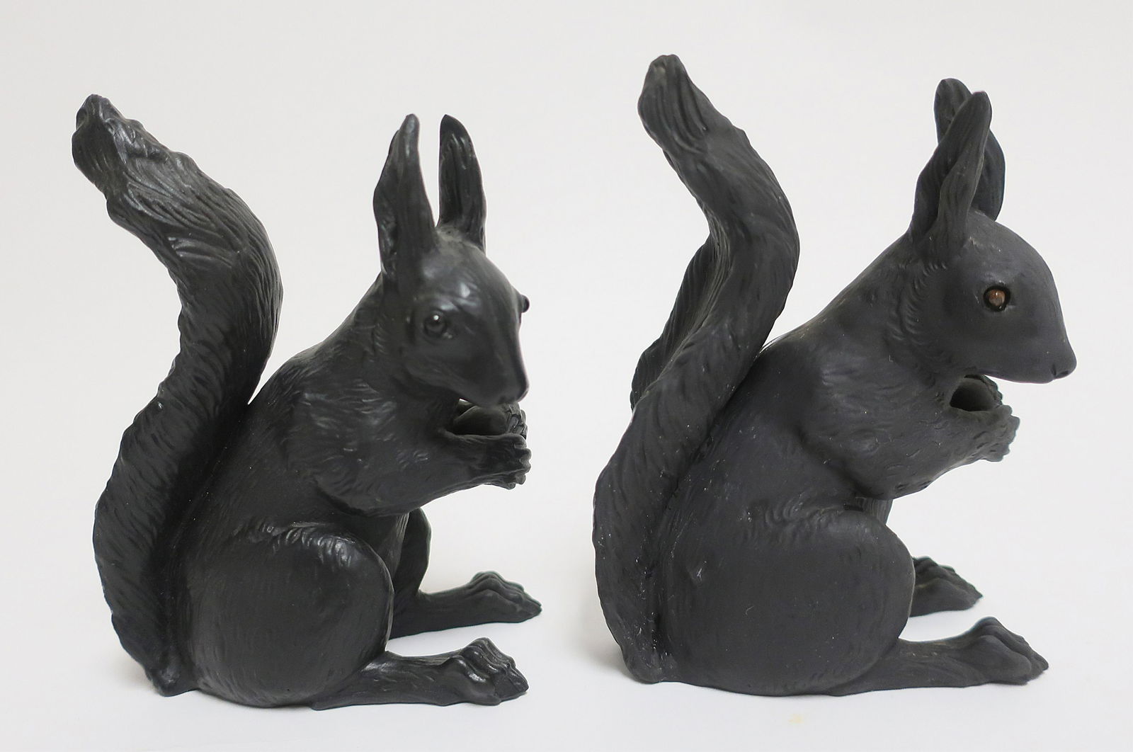 Near Pair Black Basalt Wedgwood Squirrels (1 of 5)