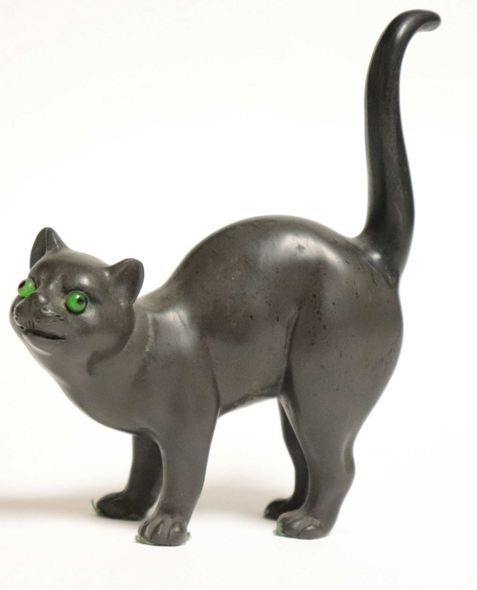 Wedgwood Black Basalt Cat with Glass Eyes: Wedgwood Black Basalt Cat with Glass Eyes, impressed mark (ZWED4509)(WT) Dimensions: 4 3/4" H x 3 1/2" L Part I from a major collection of Wedgwood, Long Island, NY