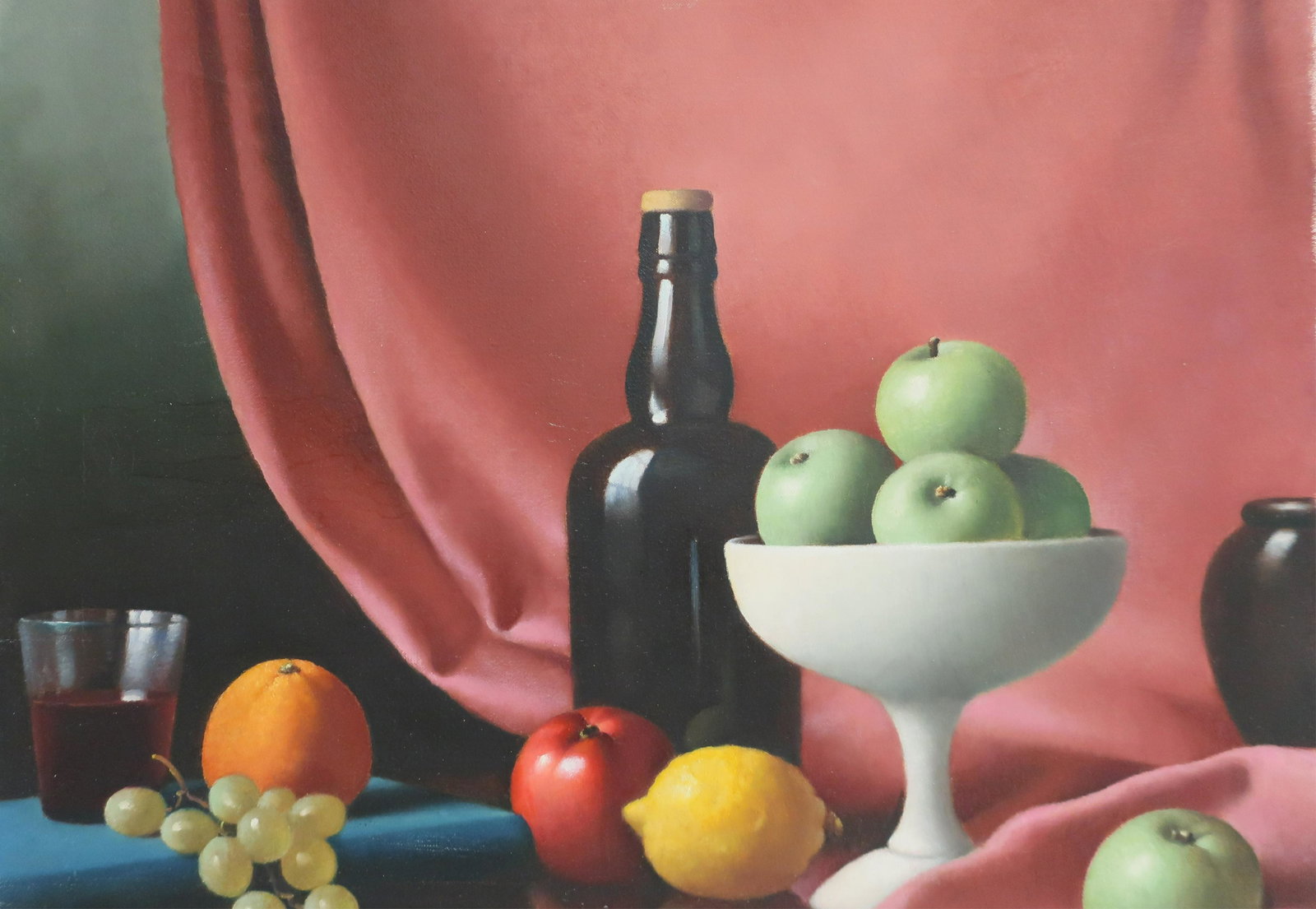 Christopher Cawthorn - Still Life with Apples: Christopher Cawthorn (English, b. 1903) Oil on canvas, still life with apples, grapes, lemon, orange. Signed upper right NOTE: This lot is being reoffered due to nonpaying bidder Richard Steir of New 