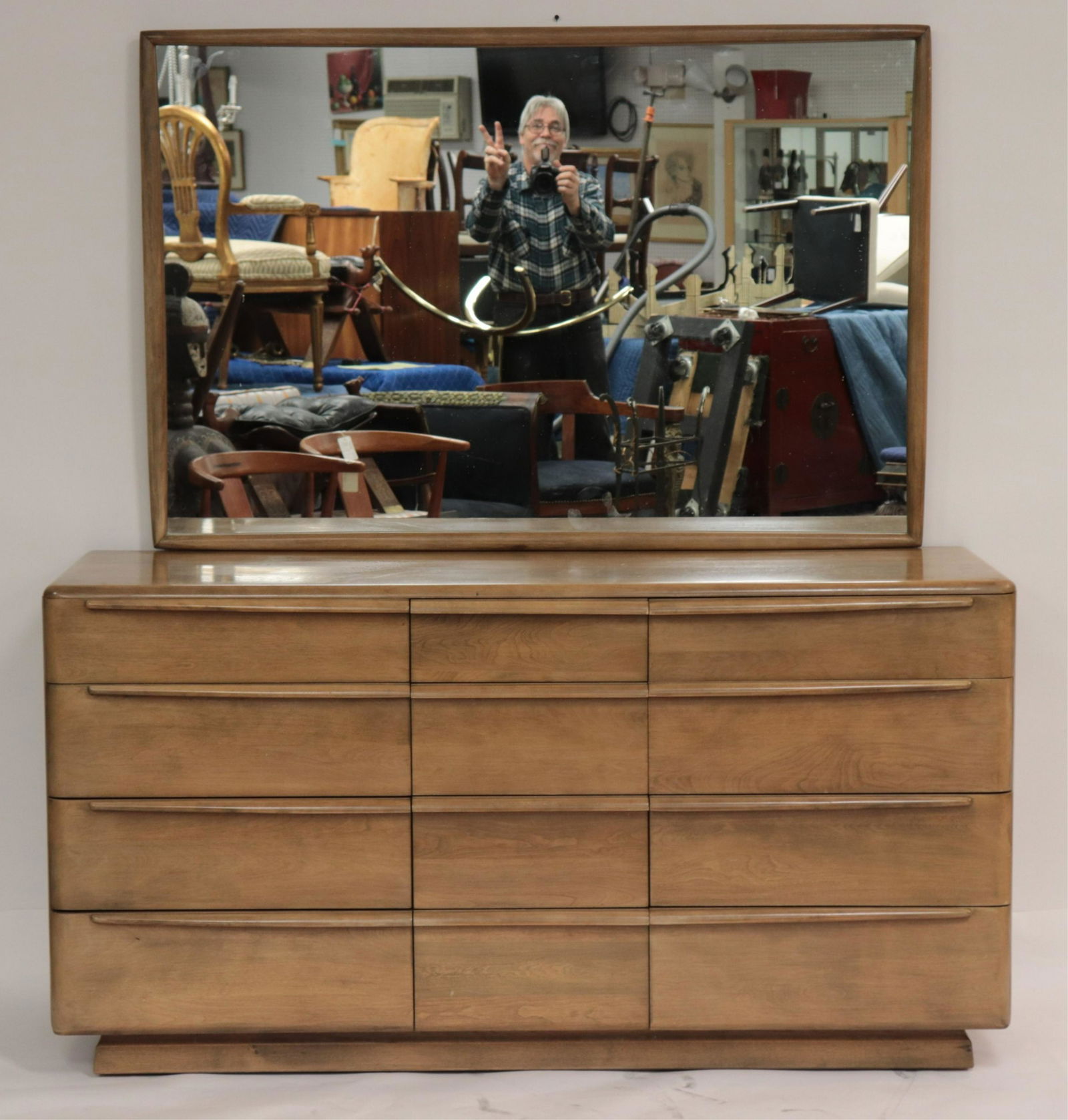 Heywood Wakefield Cherry Dresser with Mirror (1 of 9)