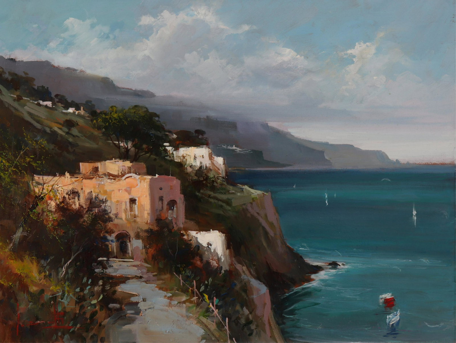 Claudio Simonetti - A Clear Sail: Claudio Simonetti (Italian, b. 1929) A Clear Sail, oil on canvas. Signed lower left. Property from a fourth generation gallery, NYC Dimensions: 12 x 16" unstretched (HEAR221)(EL)