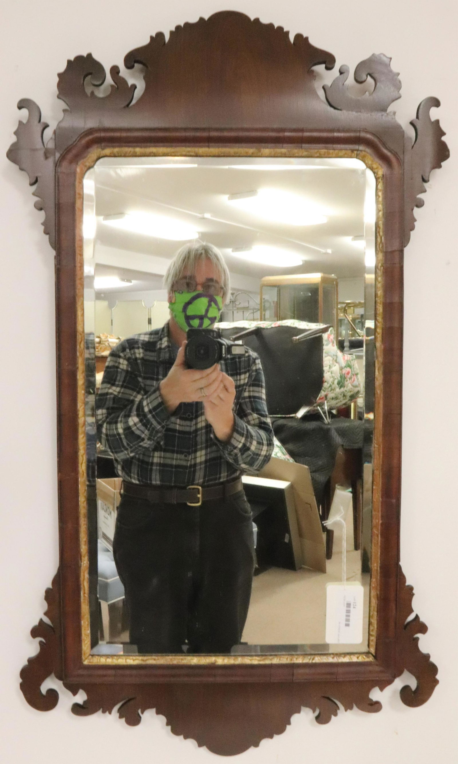 Antique Scroll-Cut Chippendale Wall Mirror (1 of 7)
