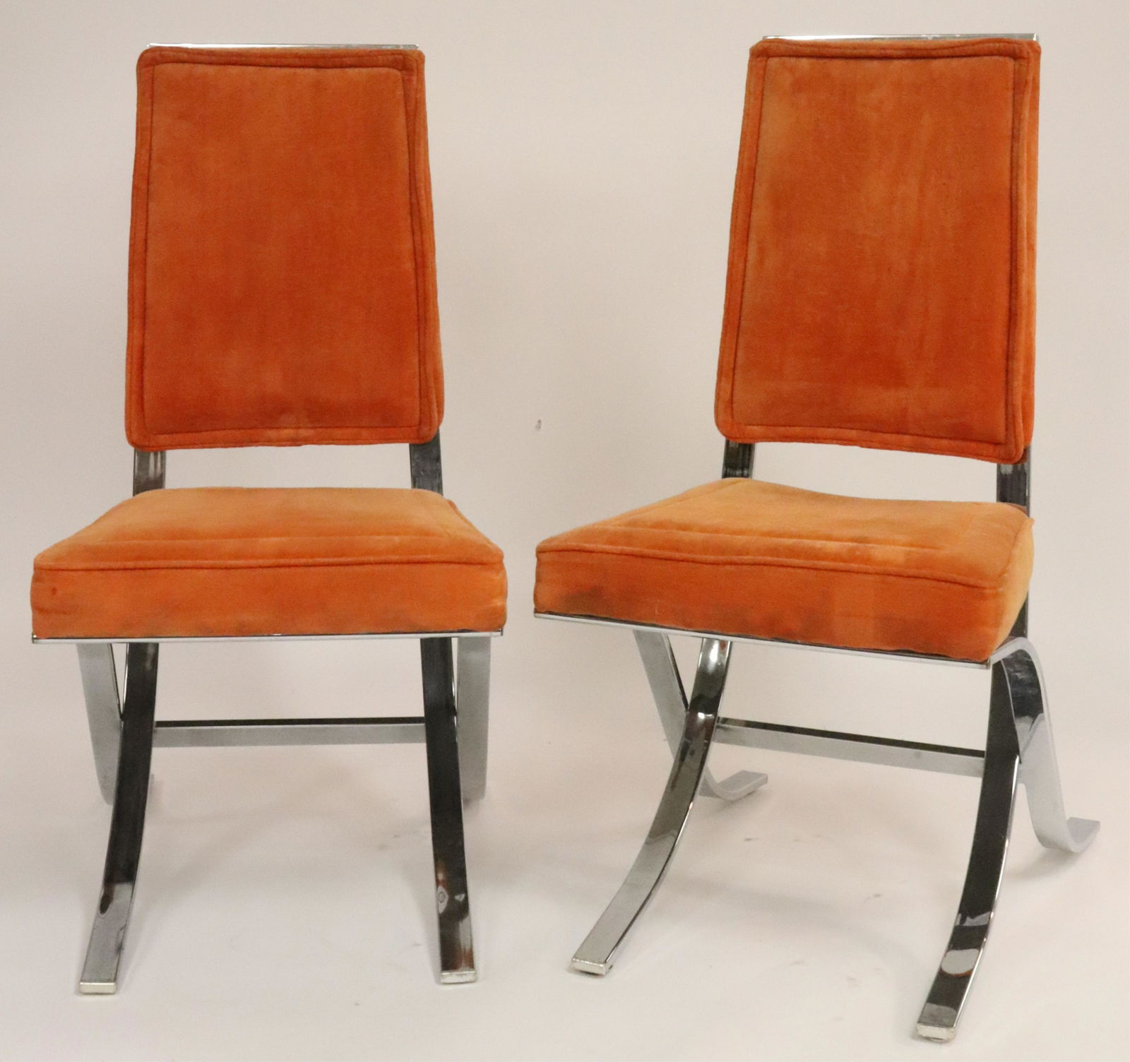 Pair Modern Chrome Side Chairs (1 of 6)