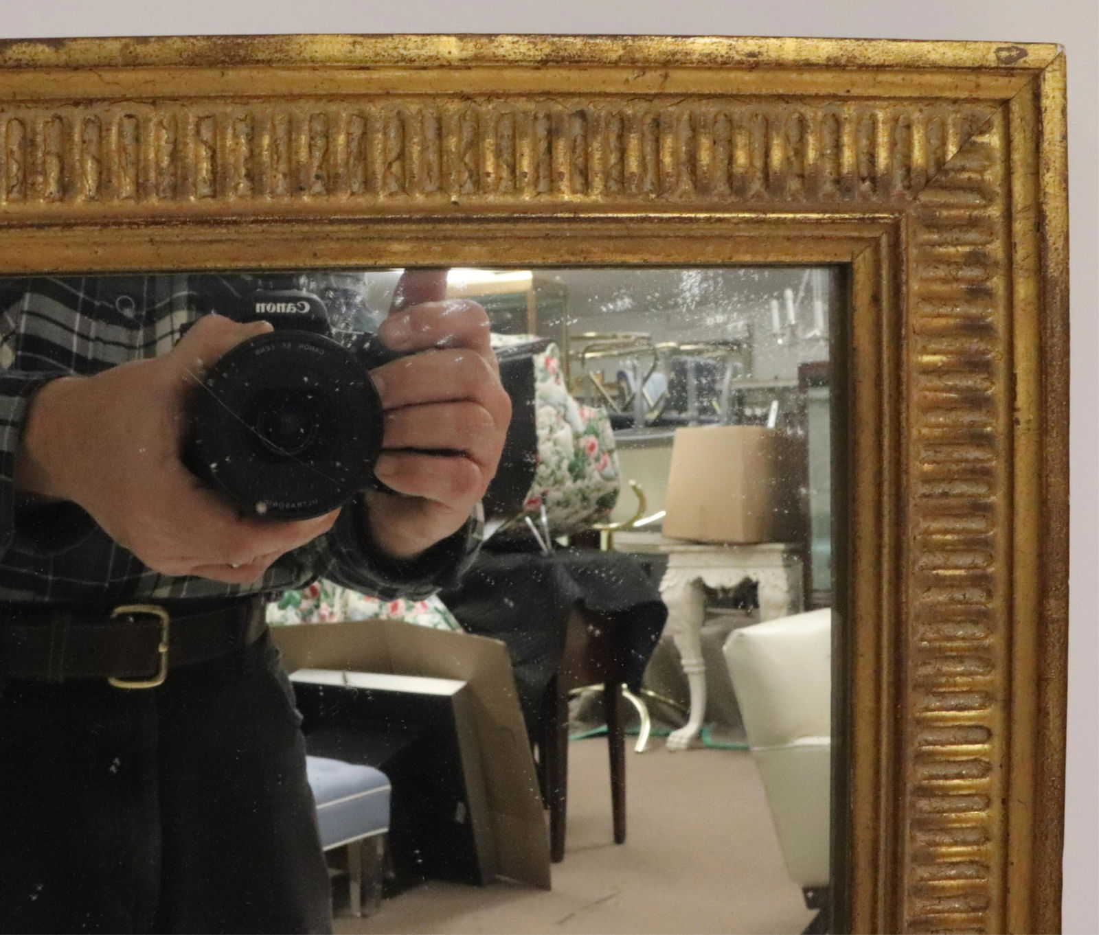 Large Louis XVI Style Gilt Rectangular Mirror (1 of 5)