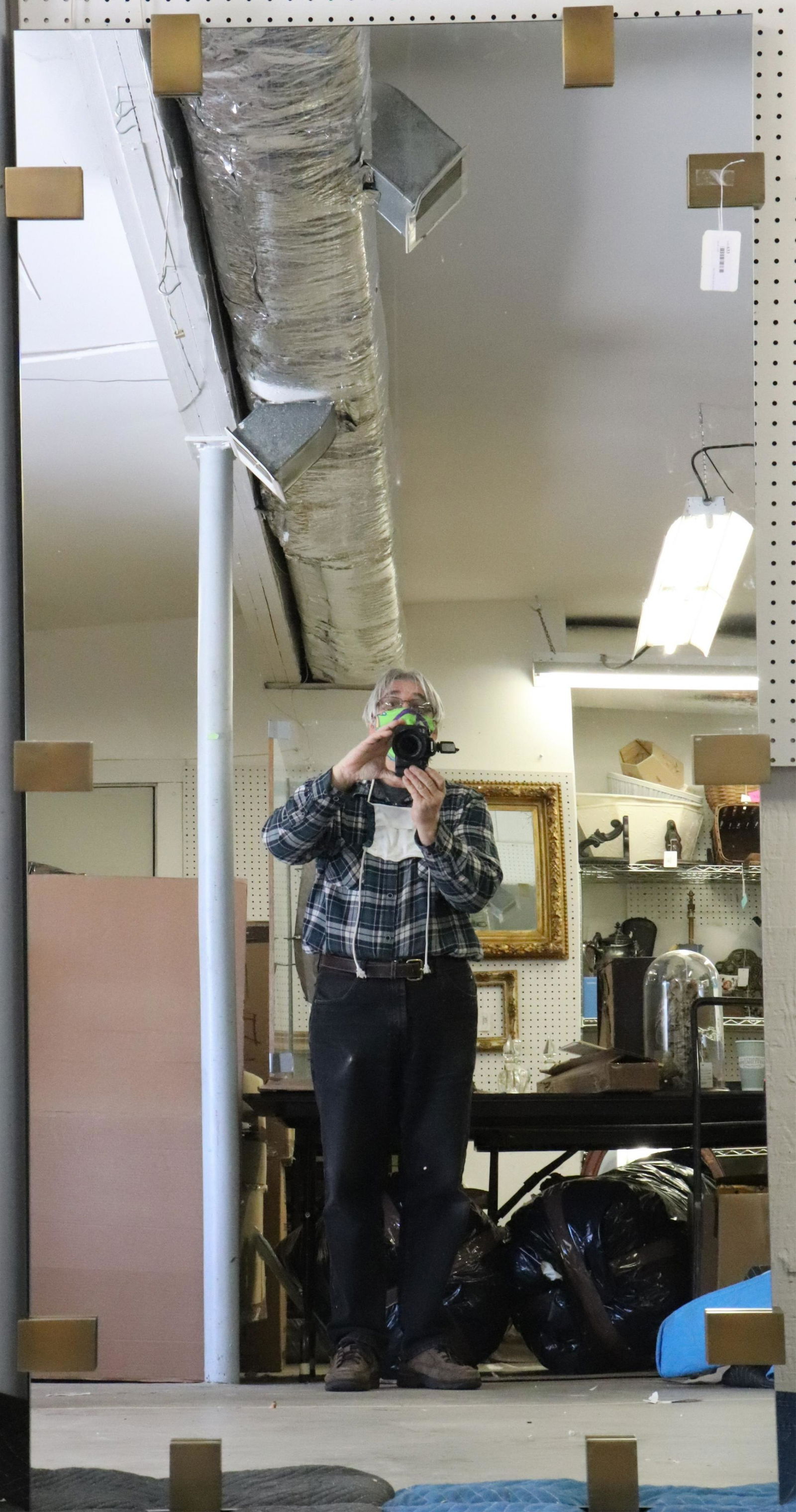 Contemporary Patinated Brass Strapped Pier Mirror (1 of 4)