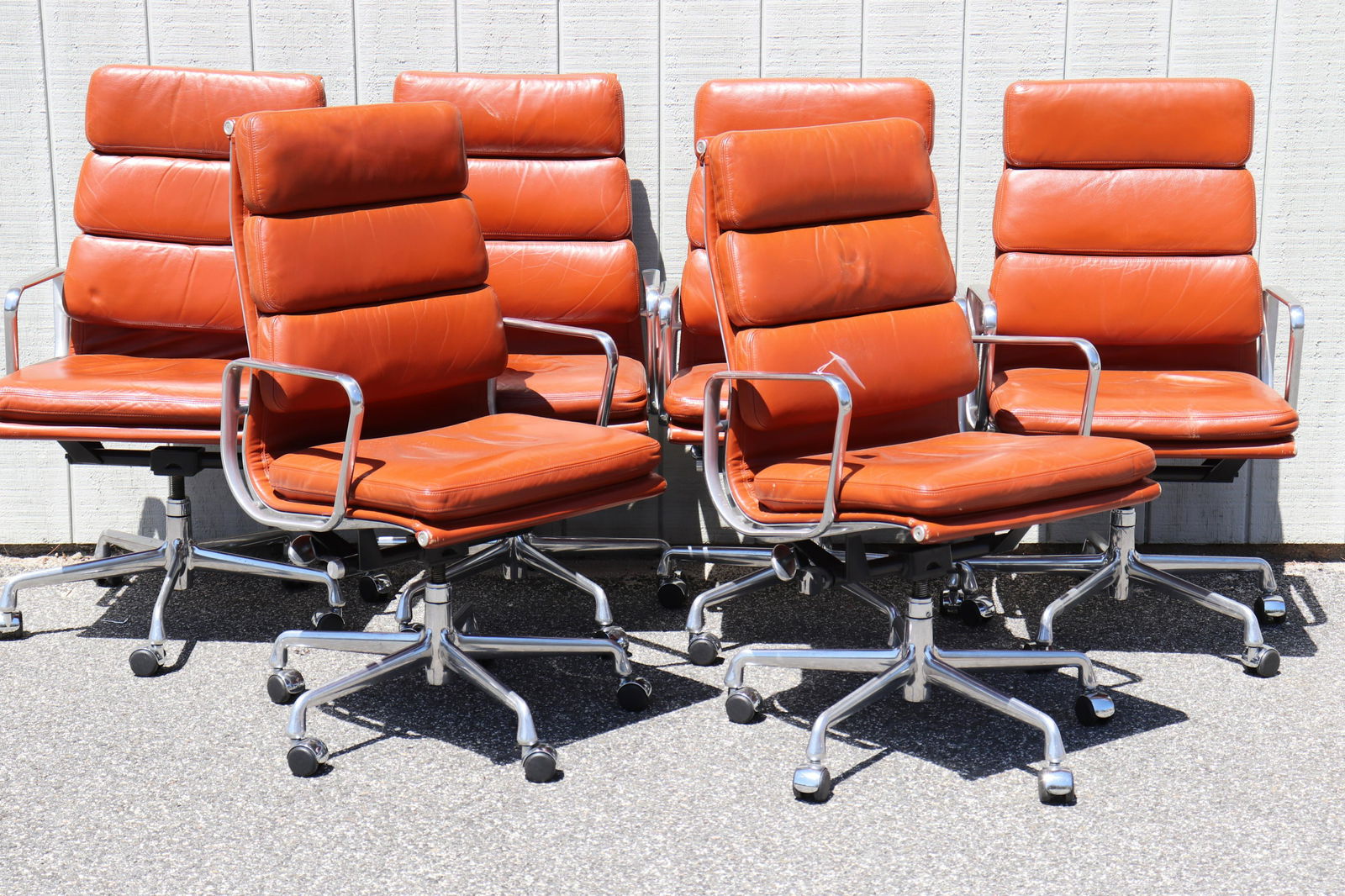 Set of 6 Eames Leather Executive Chairs (1 of 9)
