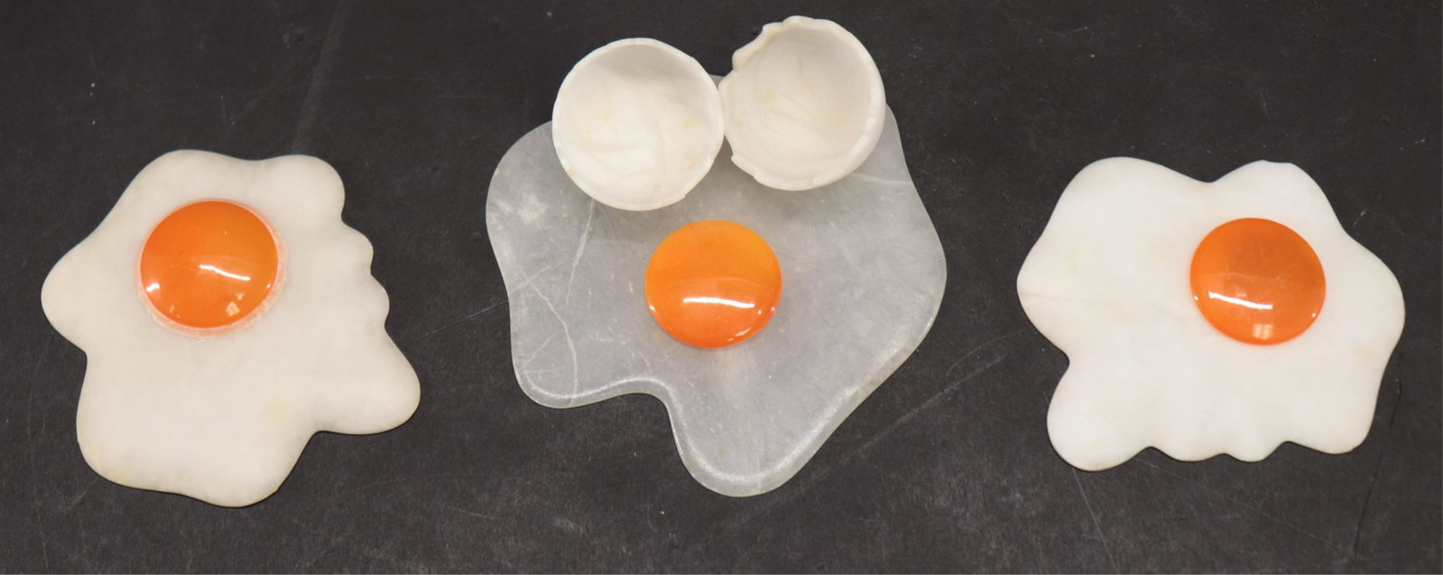 3 Fried Eggs, Alabaster & Glass: 3 Fried Eggs, Alabaster & Glass, 3/11/94, Ed's personal pc., Dept. 56 (save for him) Dimensions: (EBAZ5199/3)(WT)