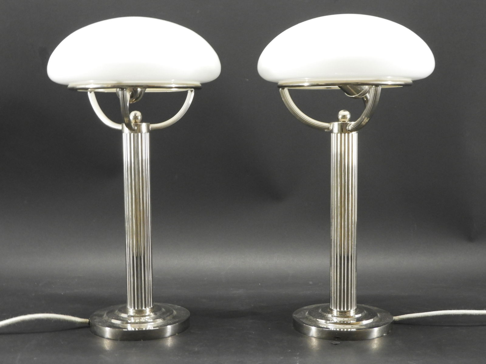 Pair Art Deco Style Silverplate Lamps (1 of 4)