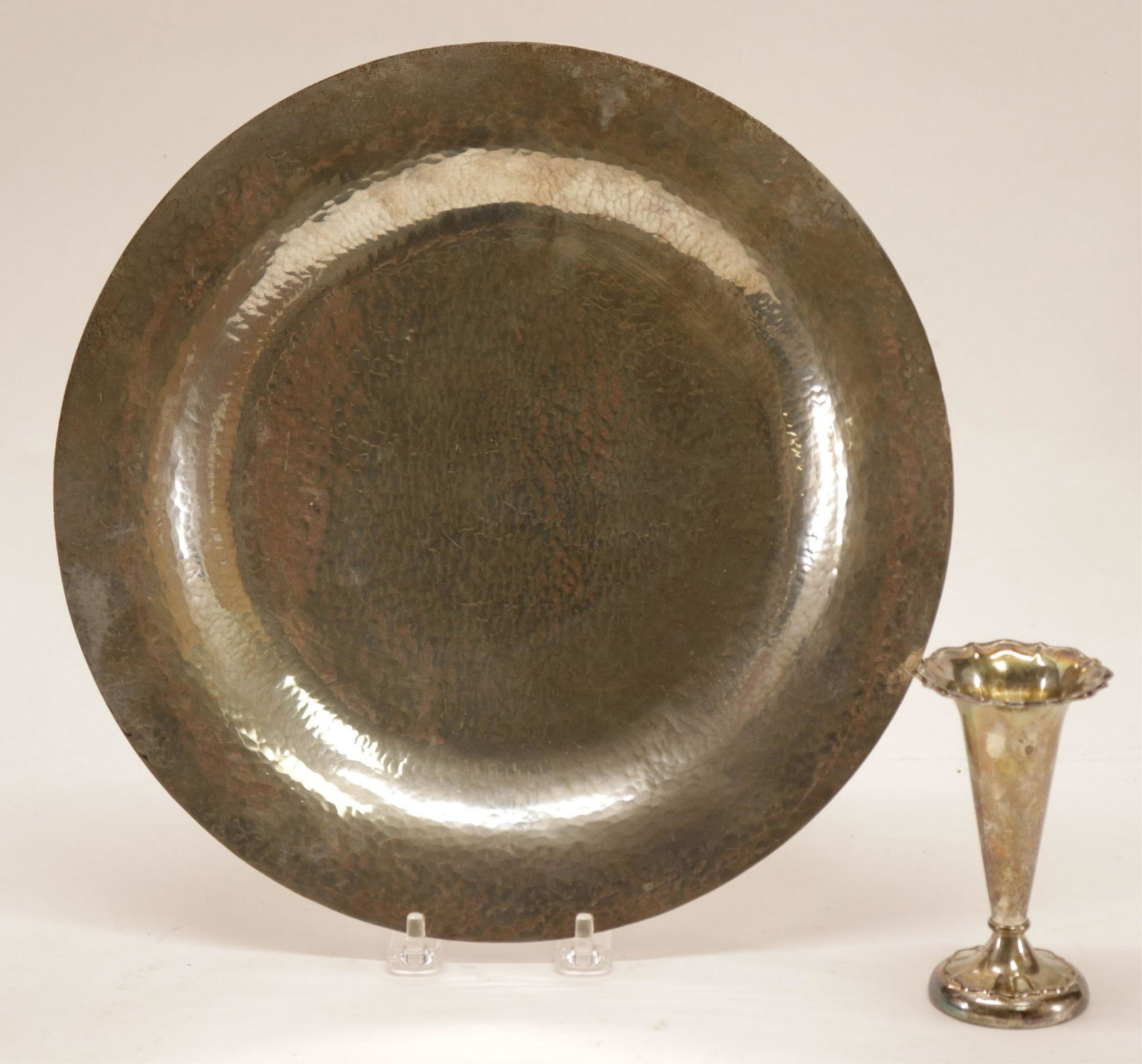 Sterling Silver Hand Hammered Tray & Vase (1 of 5)
