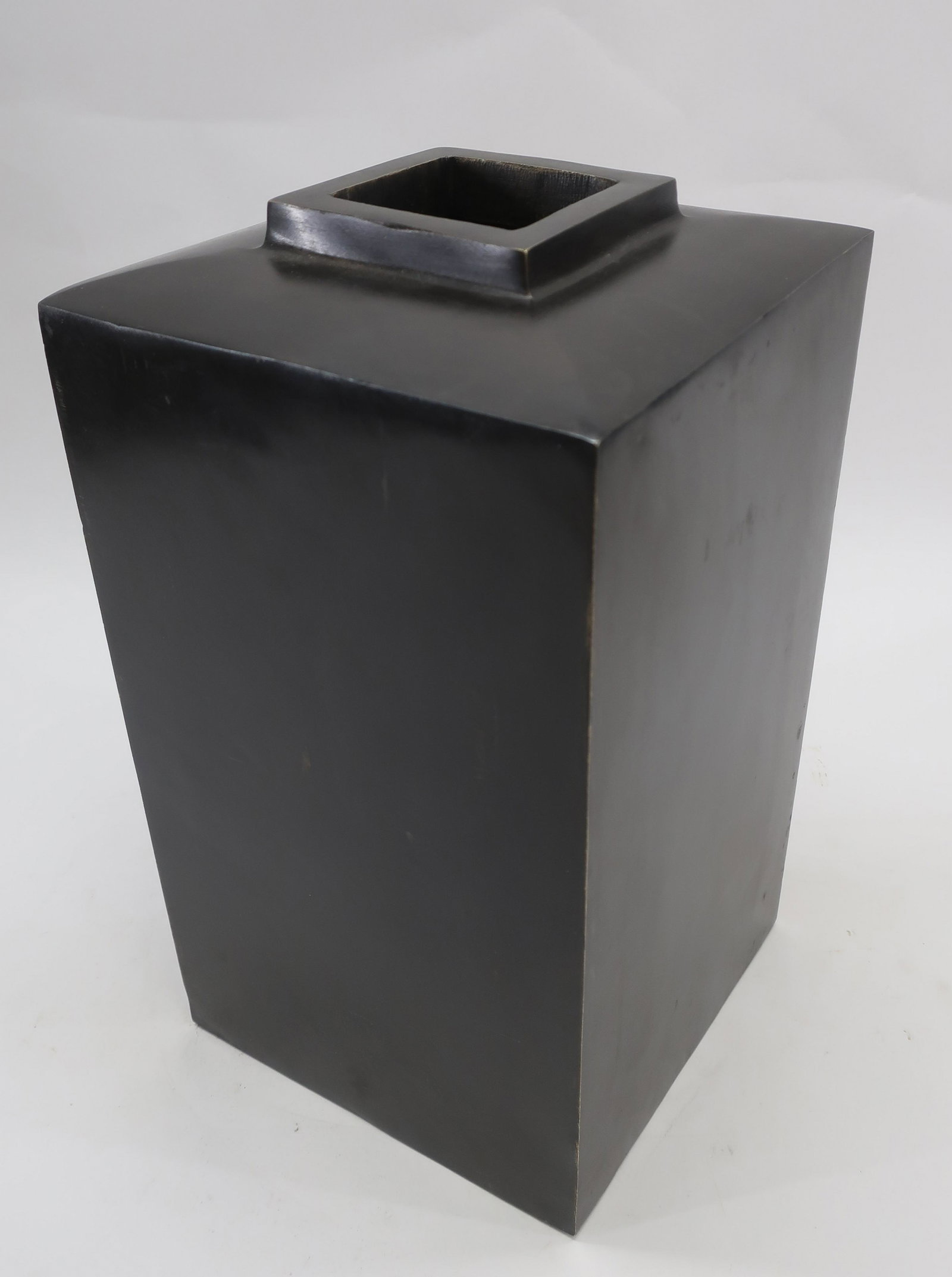 Bronze Square Sided Vase, possibly Japanese: Bronze Square Sided Vase, possibly Japanese Dimensions: 14" H x 8" square (EBAZ5244)(WT)