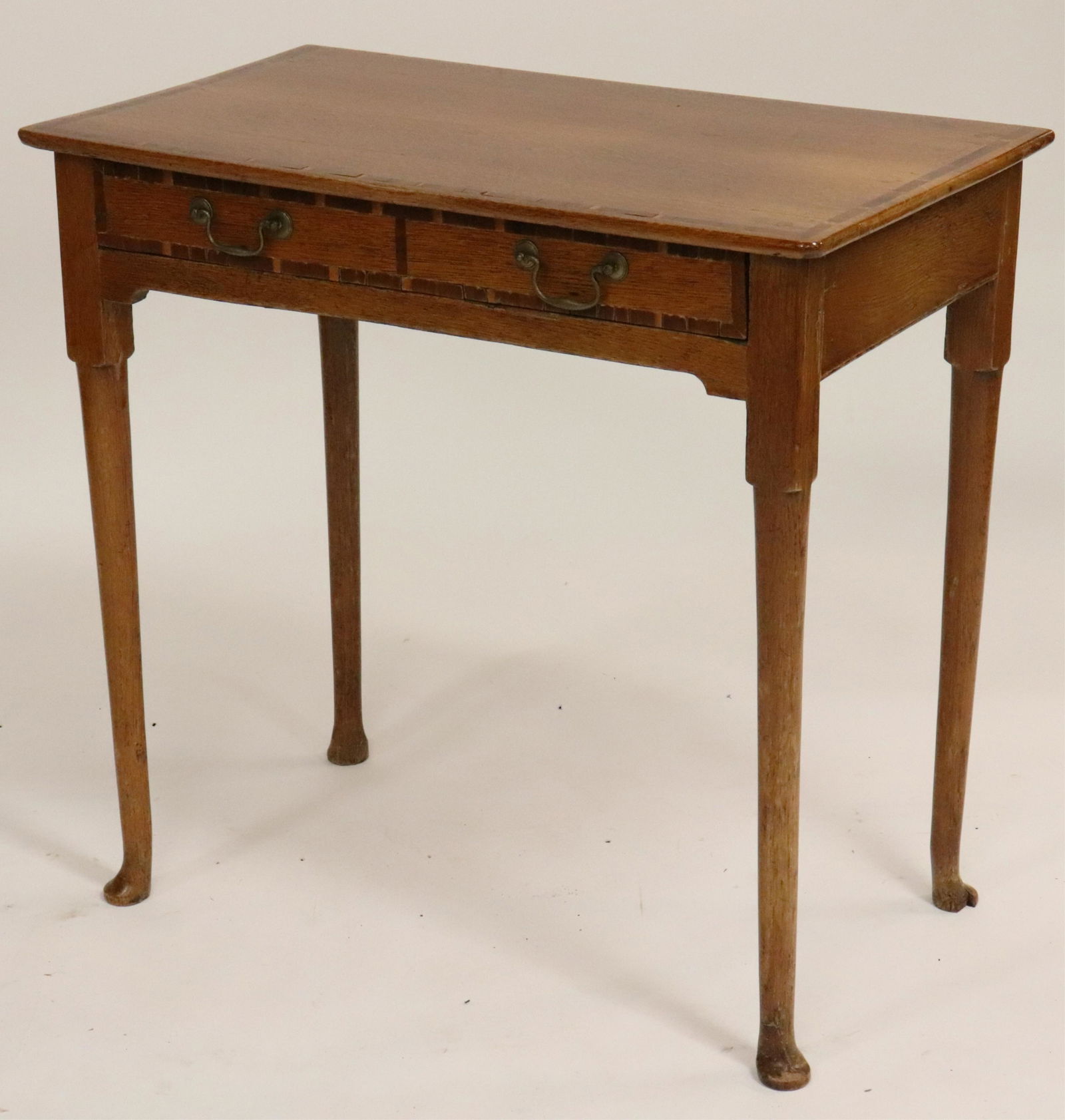George III Inlaid Oak Side Table, Late 18th C. (1 of 7)