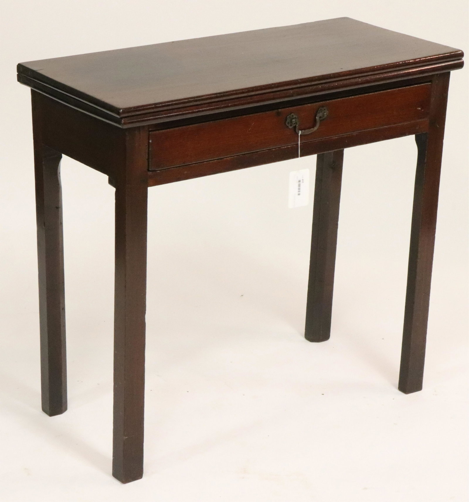 George III Mahogany Glass Table, Late 18th C.: George III Mahogany Glass Table, Late 18th C., with frieze drawer Dimensions: 28 1/2" H x 30 3/4" W x 14 1/2" D (ELB495)(MS)