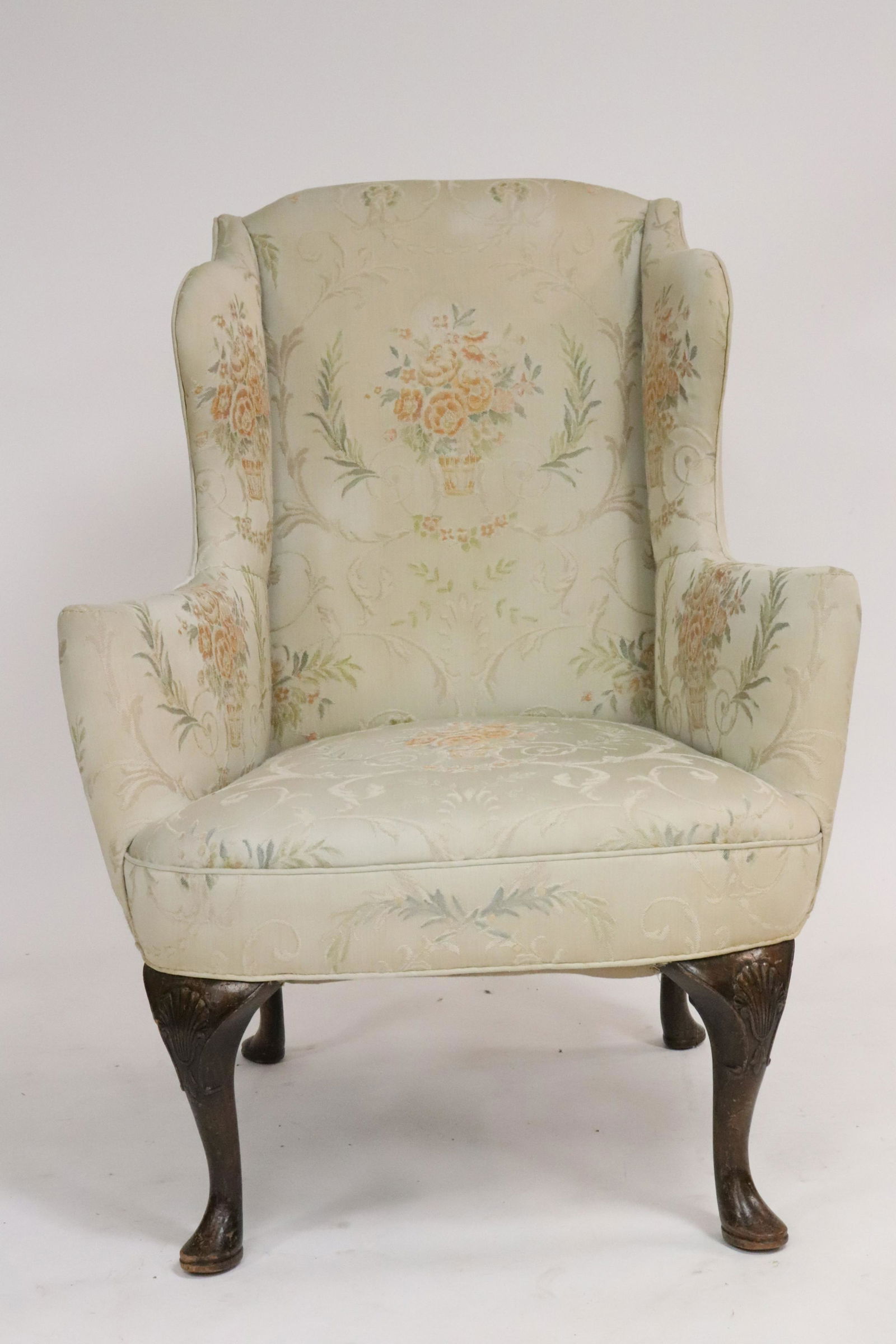Queen Anne Style Mahogany Wing Armchair (1 of 8)