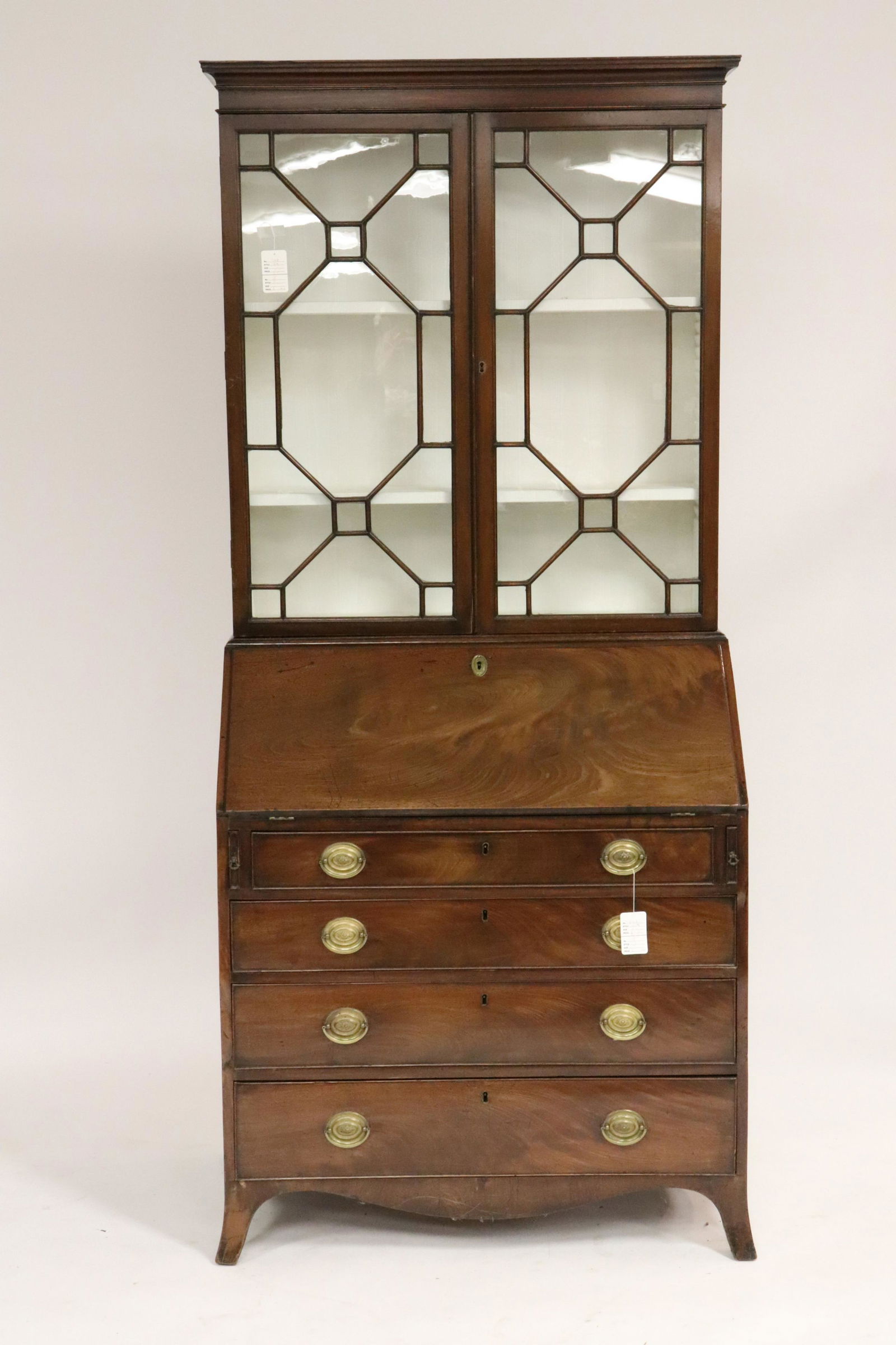 George III Slant Front Bureau Bookcase, L 18th C. (1 of 6)