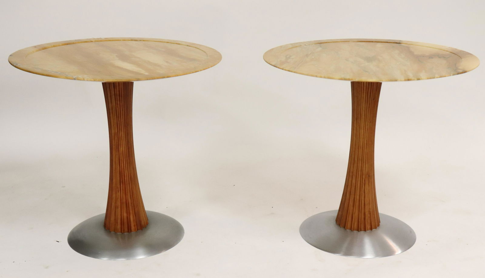 Pr Art Deco Style Aluminum & Cherry Gueridon (1 of 4)