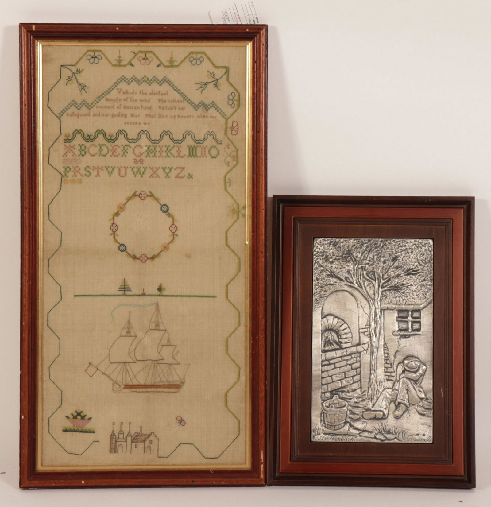 English Sampler & Sterling Repousse Pitcher (1 of 5)