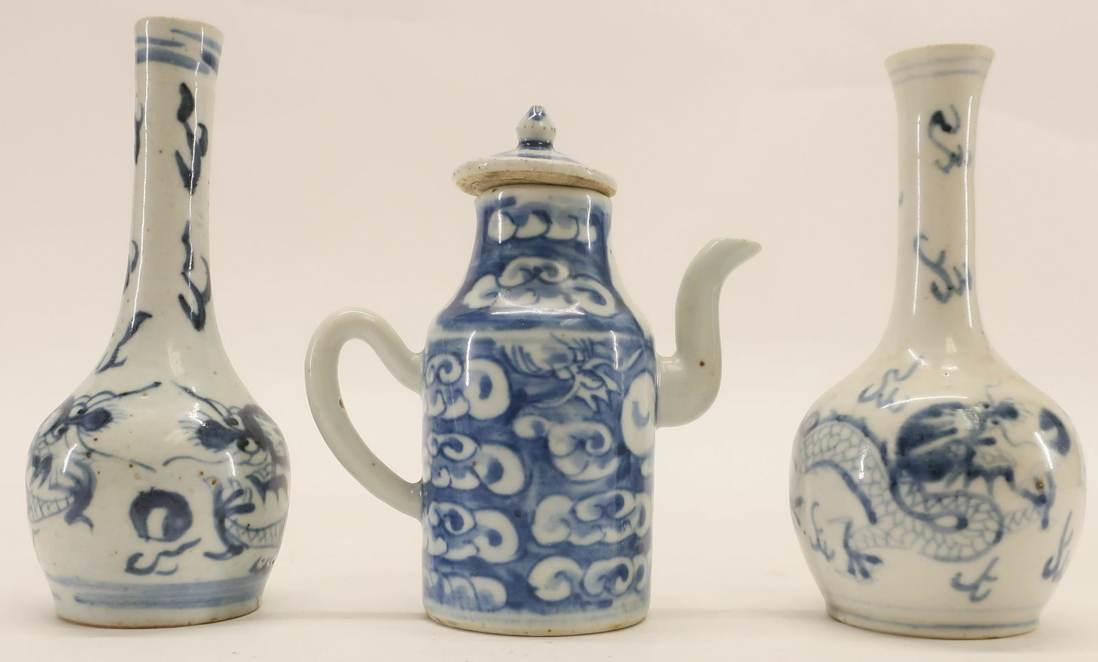 Chinese Ewer and Pair of Small Bottle Vases (1 of 7)