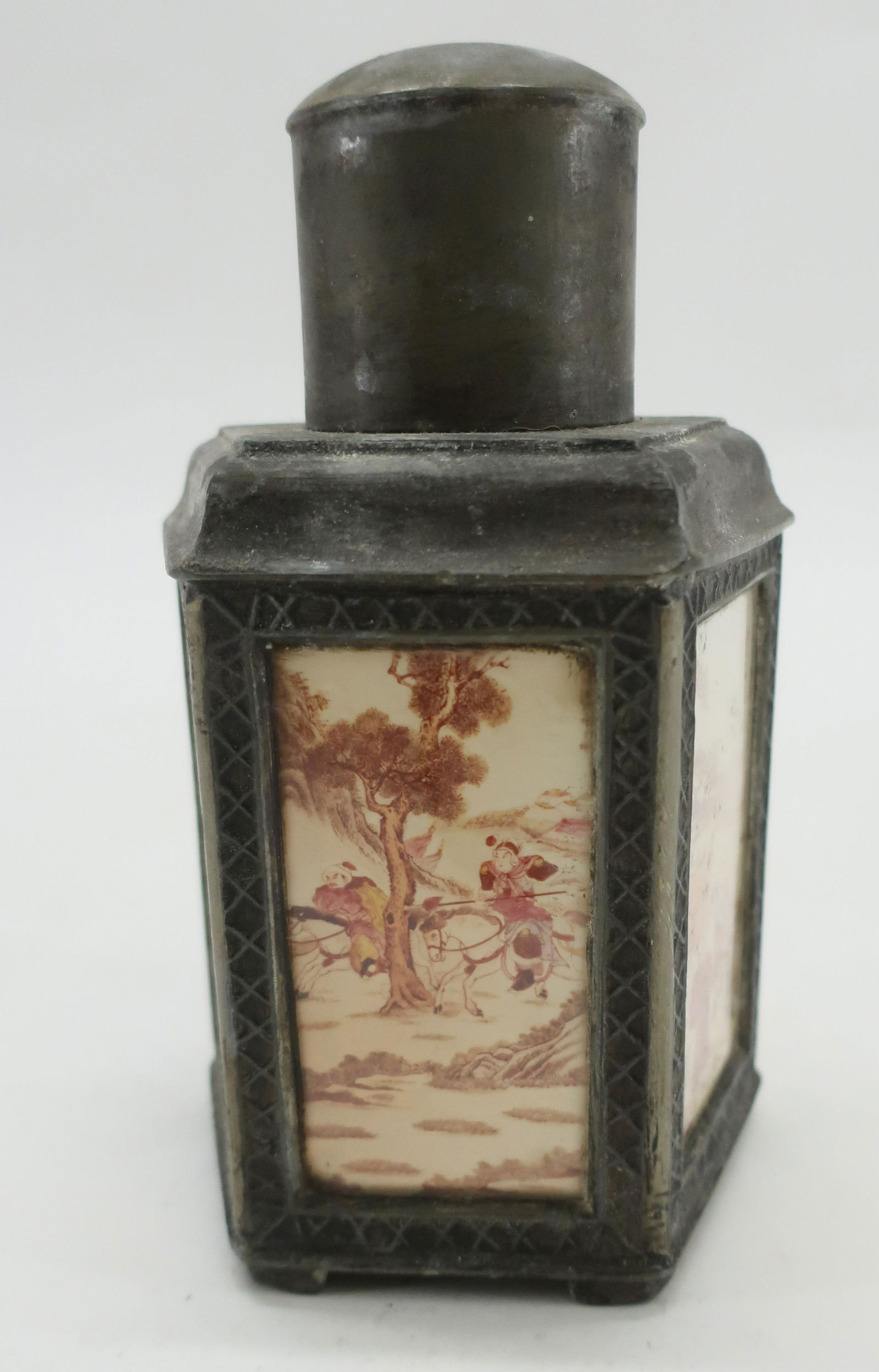 Chinese Glass and Pewter Tea Caddy (1 of 10)