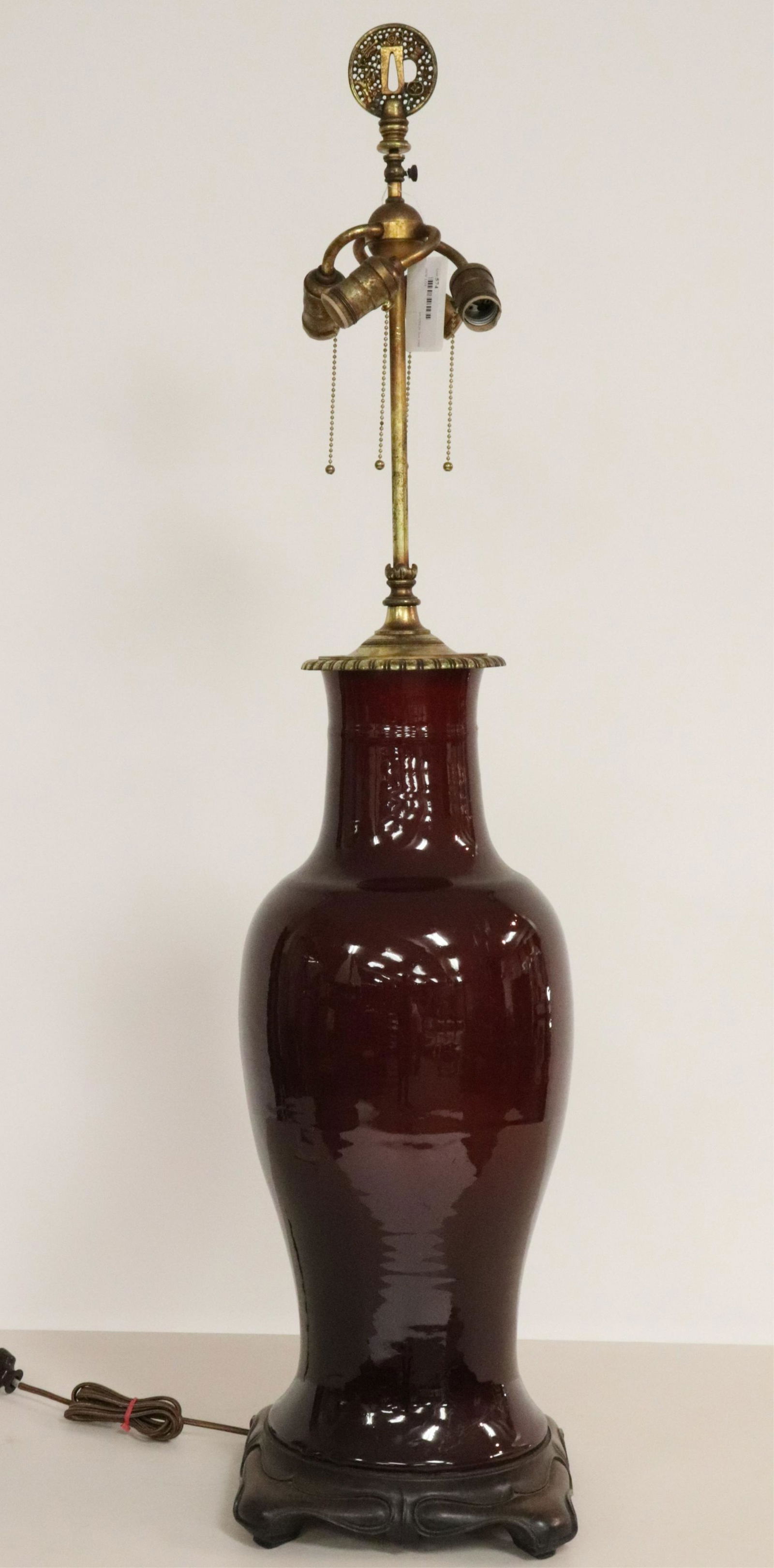 Large Sange De Boeuf Vase Mounted as Lamp (1 of 5)