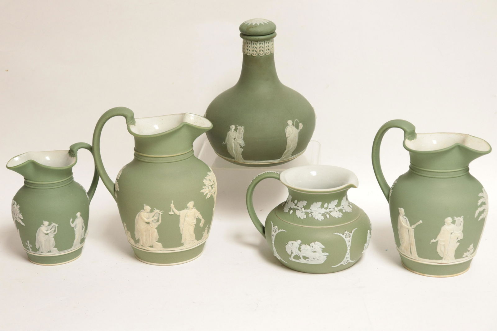 Wedgwood Dark Green Jasper Dip Pitchers & Bottle (1 of 11)