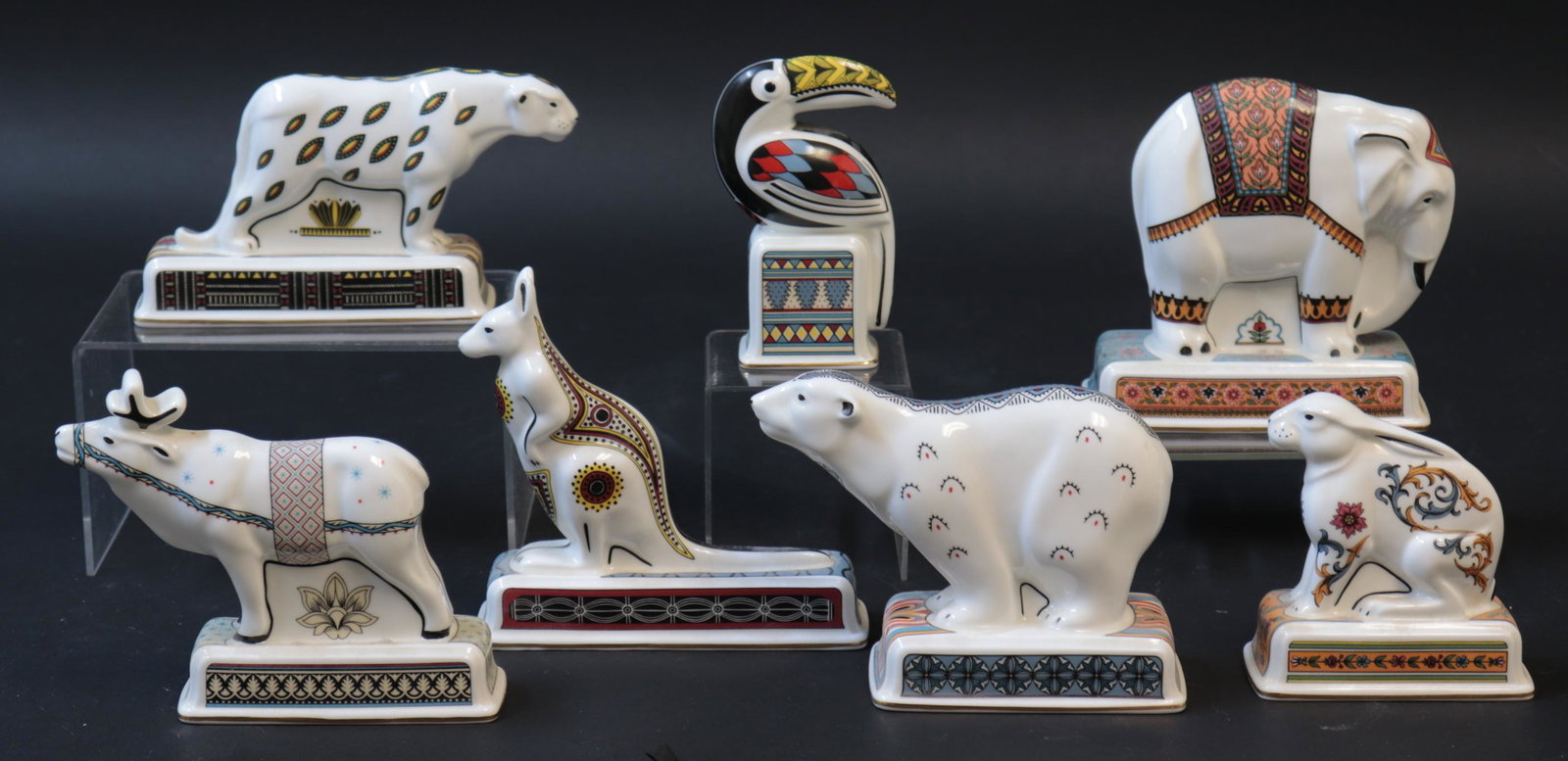 7 Wedgwood Bone China Noah's Ark Animals: 7 Wedgwood Bone China Animals from the Noah's Ark Collection, printed mark (7 pc.) Dimensions: Polar Bear 4 1/2" H x 5 1/2" L (XWED444/7)(WT)