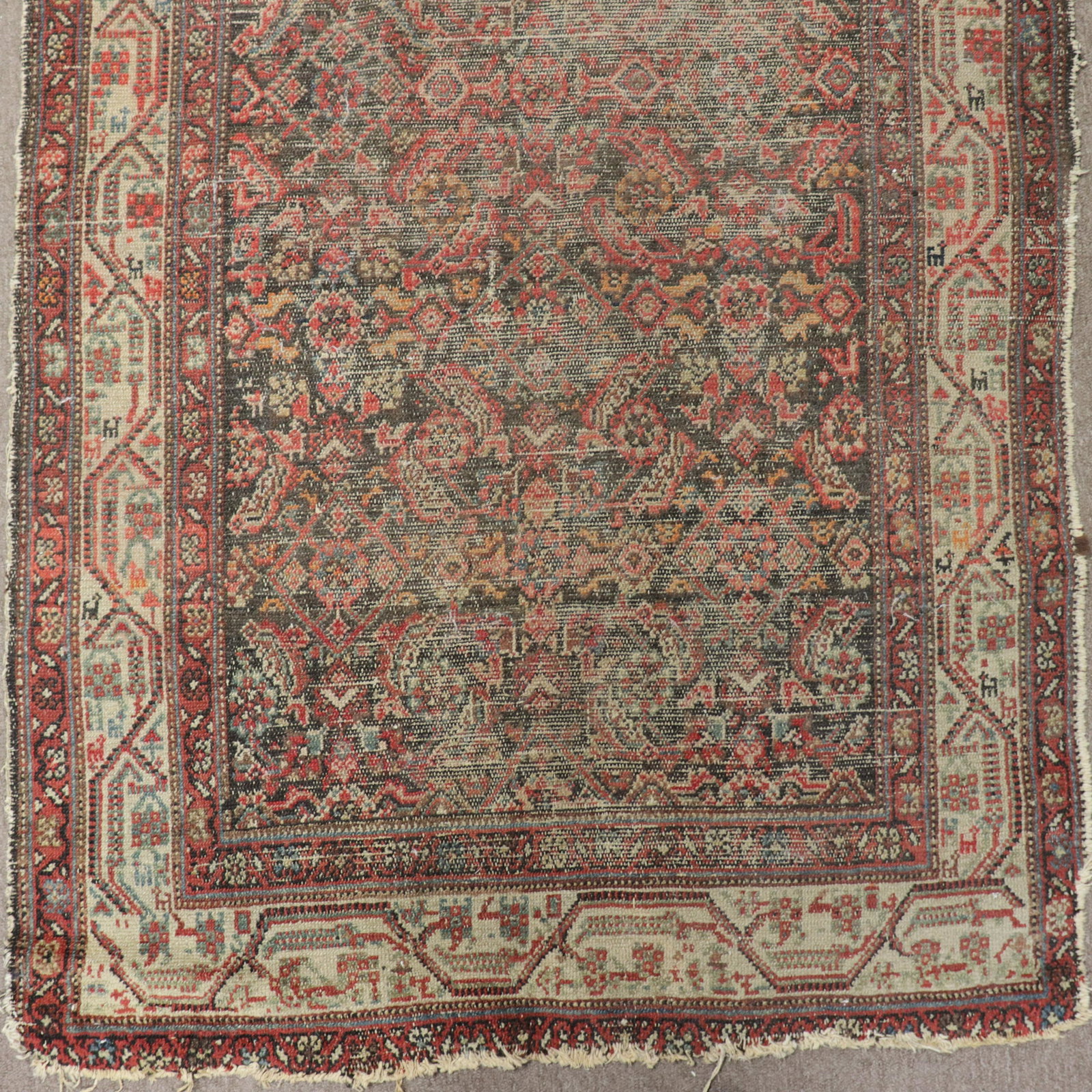 Hamadan Hall Rug - 3 x 4: Dimensions: 3' 1" x 4' 3" Property from the Estate of Florence (1917-2018) and Judge David Edelstein (1910-2000). In 1951, President Truman appointed Edelstein Judge of the United States District Cour