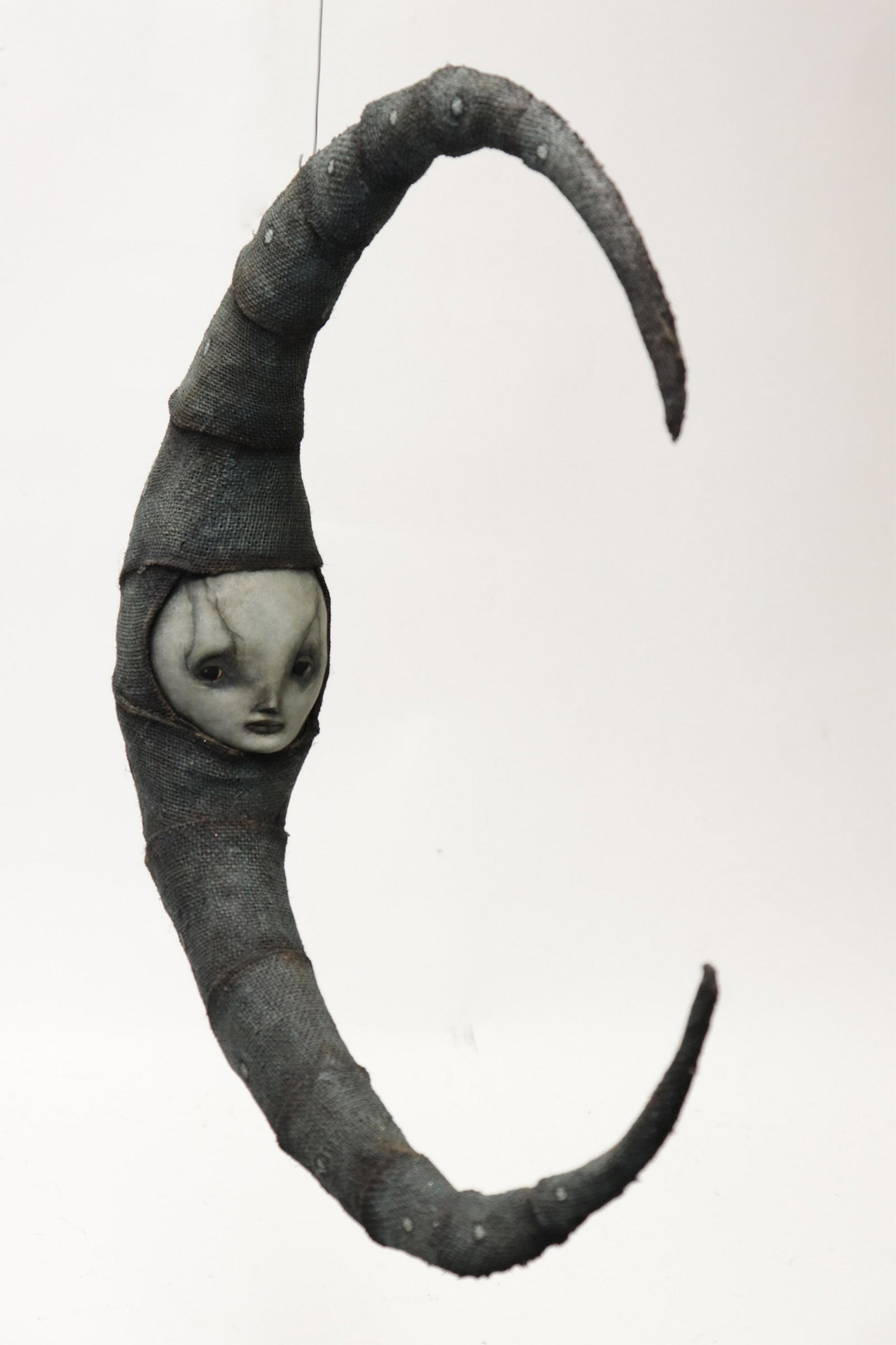 Woman in a Crescent Moon: Woman in a Crescent Moon, unknown artist, burlap, composition, paint Dimensions: 20 1/2" x 20 1/2" Property from the collection of Keryn Redstone (KERY6030)(WT)