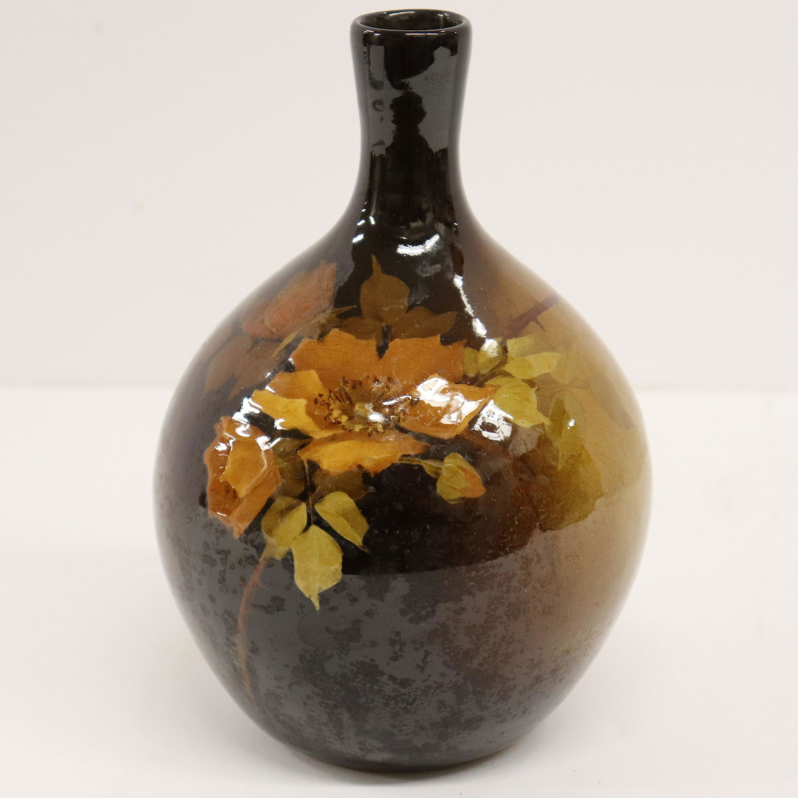 Owens Art Pottery Vase, leaf decoration (1 of 2)