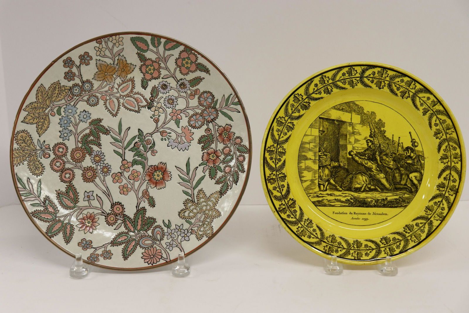 2 Plates: LL&T Yellow Transfer & Chinese Floral (1 of 4)