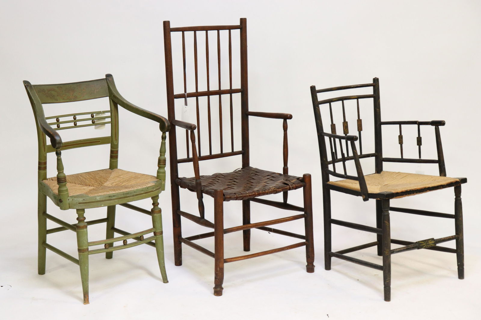 3 Antique Arm Chairs, American, 18th/19th C. (1 of 3)