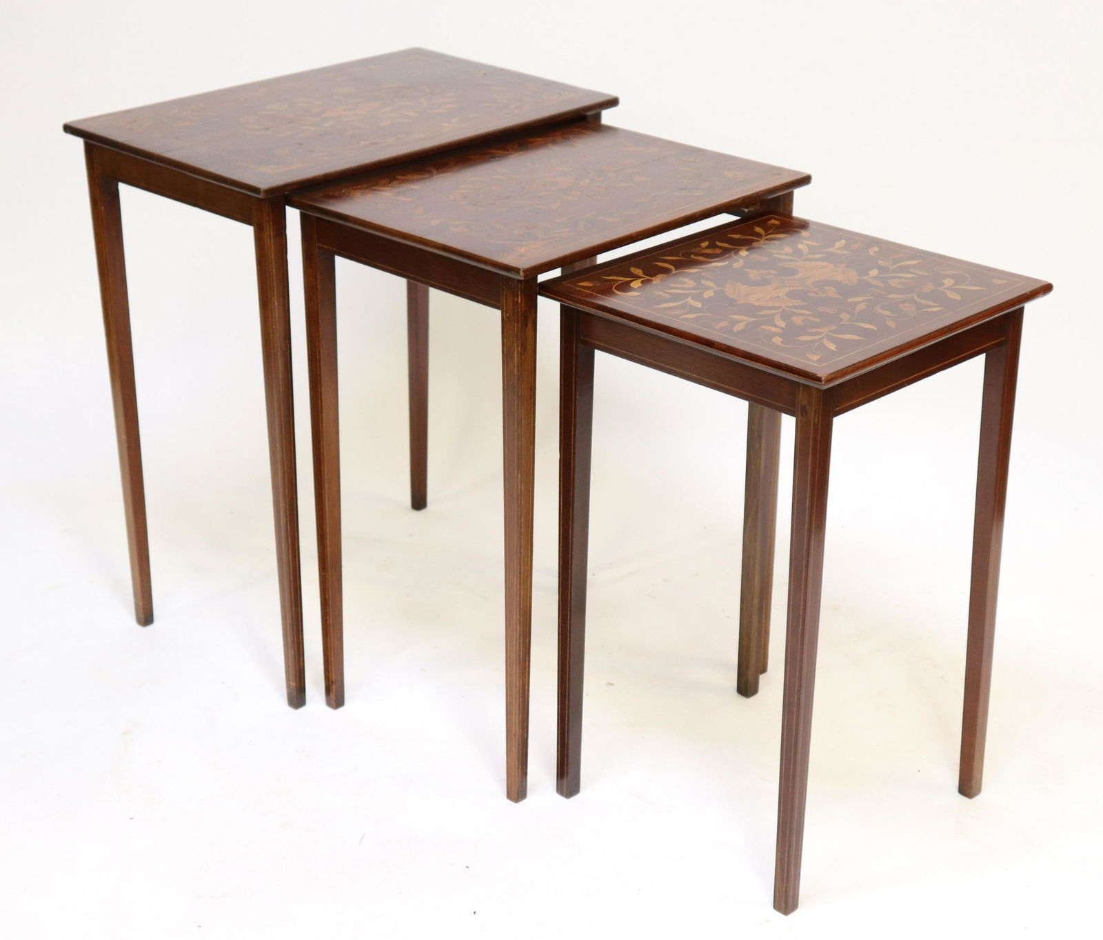 Nest of 3 Fruitwood Inlaid Mahog Nesting Tables (1 of 2)