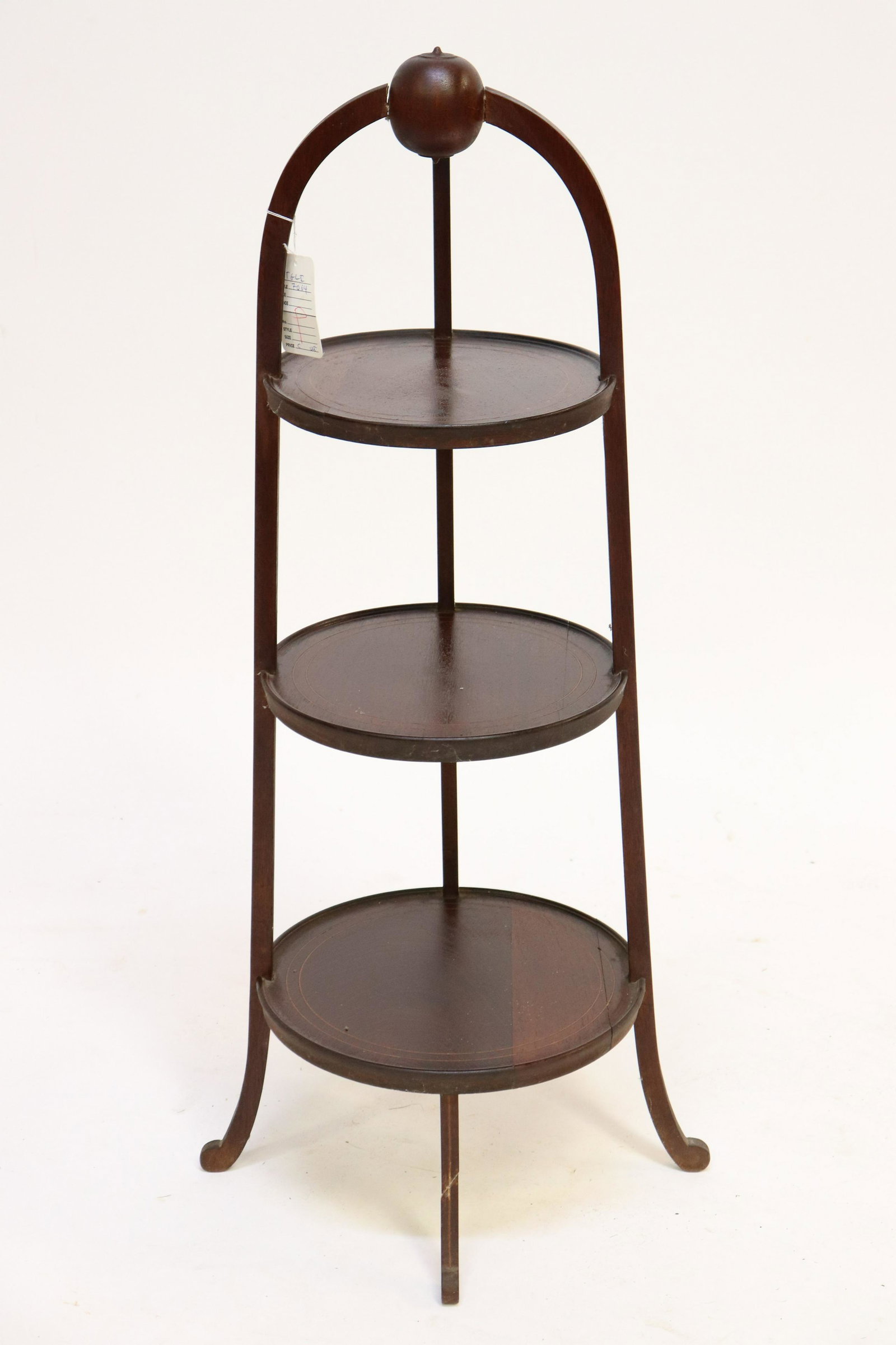 Regency Style Inlaid Mahogany Plate Stand: Regency Style Inlaid Mahogany Plate Stand Dimensions: 36" H x 12" Dia. (TGLI7064)(WT)