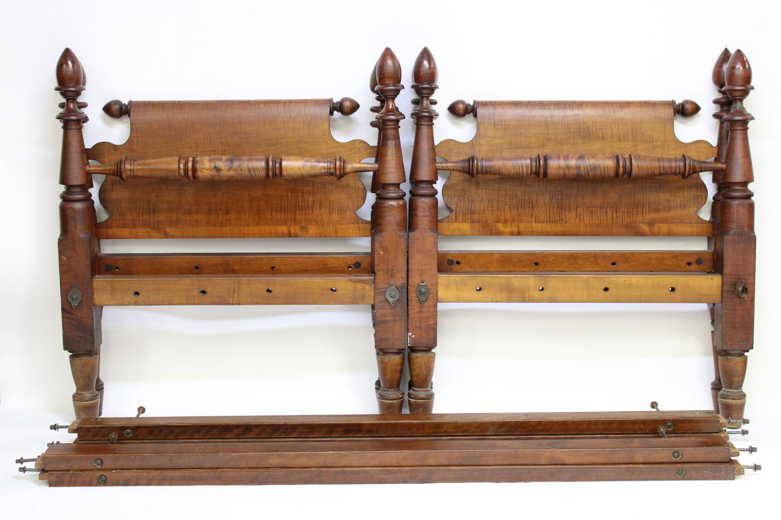 Pair Curly Maple 3/4 Beds (1 of 3)