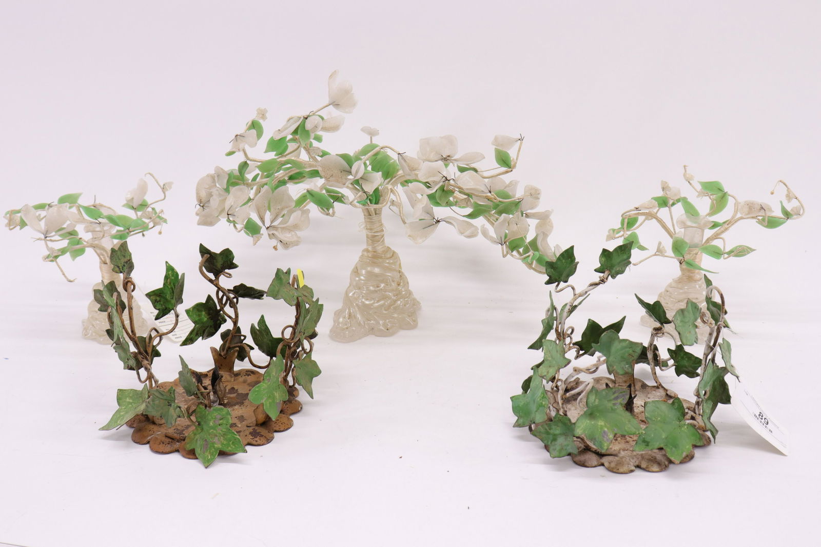 5 Table Items, tole & glass candleholders (1 of 4)