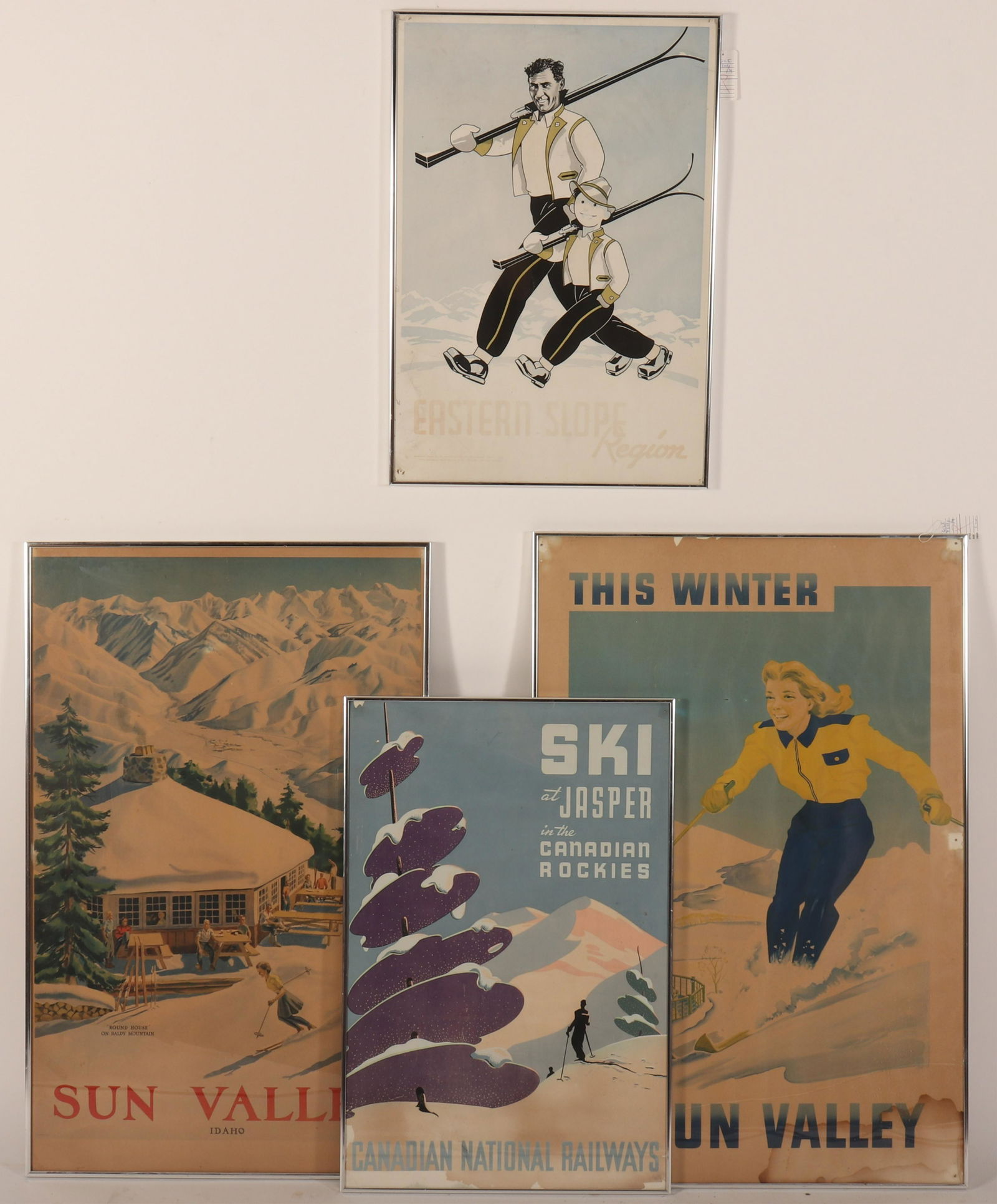 4 Ski Travel Posters, Mid 20th C. (1 of 3)