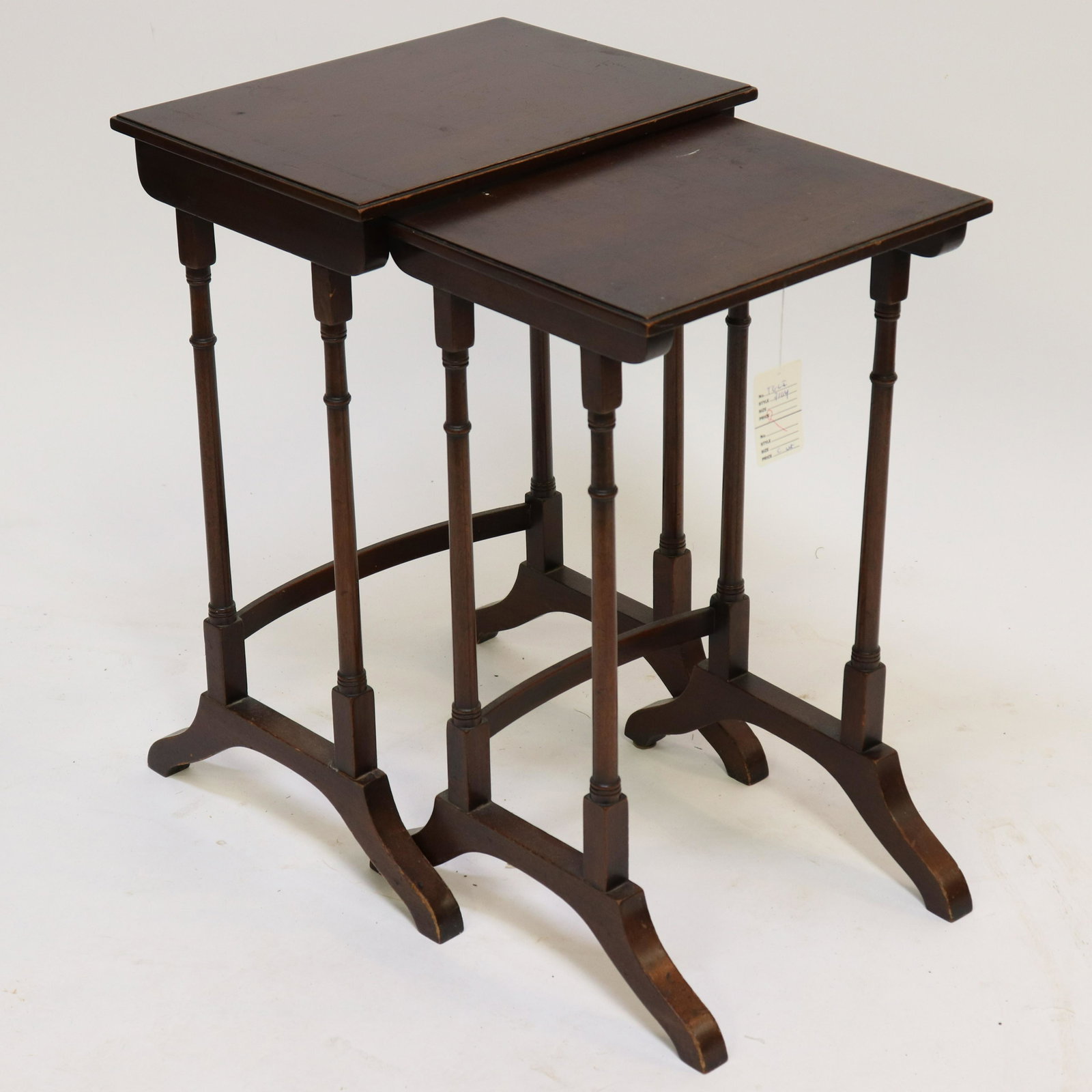 Nest of 2 Mahogany Tables: Nest of 2 Mahogany Tables Dimensions: Largest 25" H x 16 1/2" W (TGLI7104)(WT)