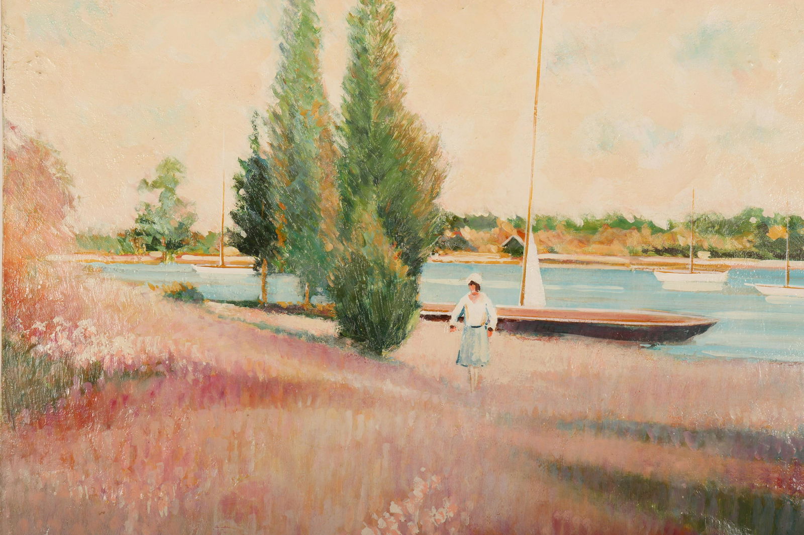 Dimitri Hristoff - Sailboats on the River O/C (1 of 4)