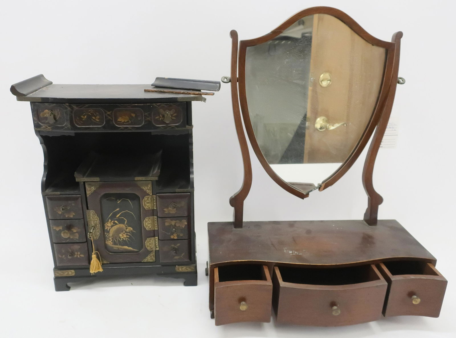 Japanese Lacquer Jewelry Cabinet & Shaving Stand (1 of 8)