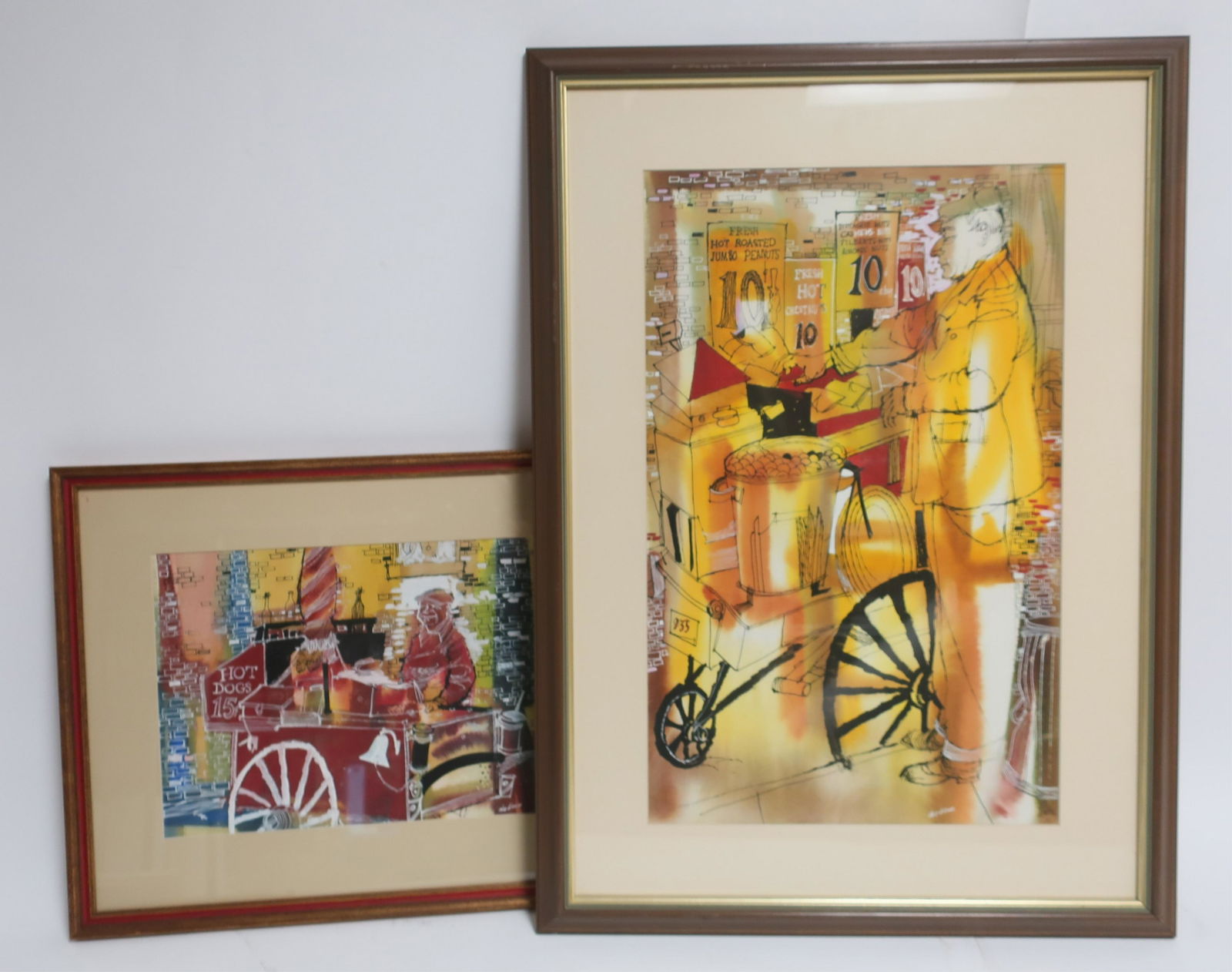 Don Bloom, 2 "Sidewalk Vendors" W/C (1 of 2)