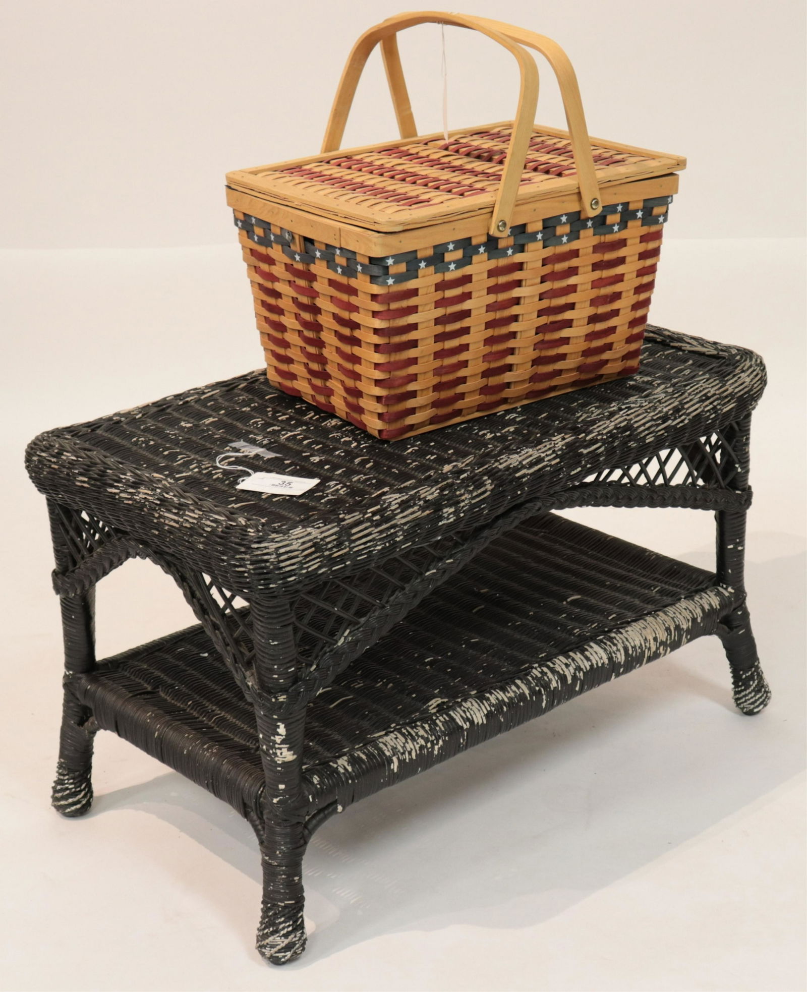 Rustic Wicker Table and Picnic Basket (1 of 4)