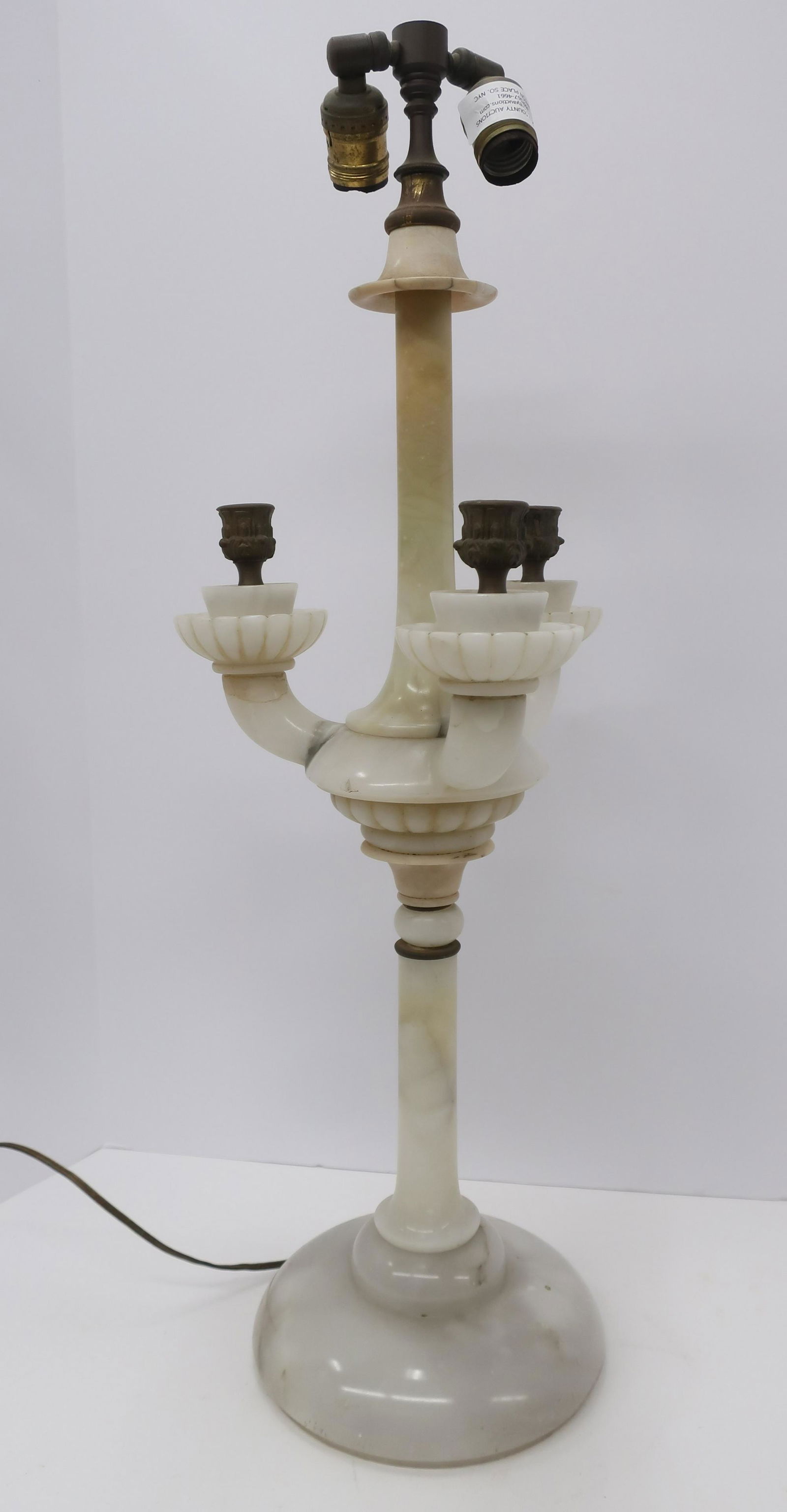 5 Light Marble Columnar and Curved Arm Table Lamp (1 of 2)