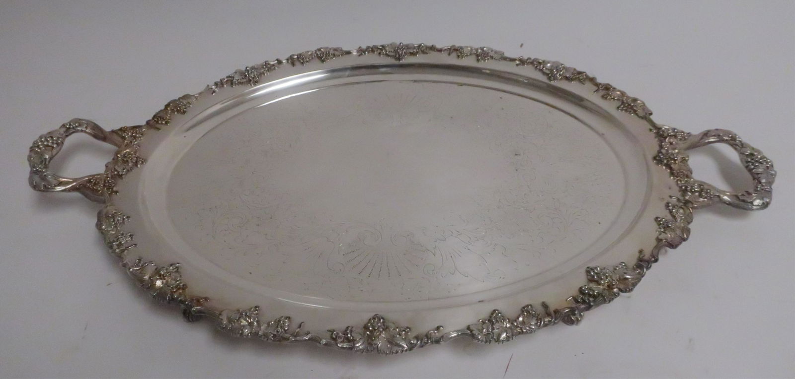 Large Silver Plate Tea Tray, early 20th C. (1 of 3)