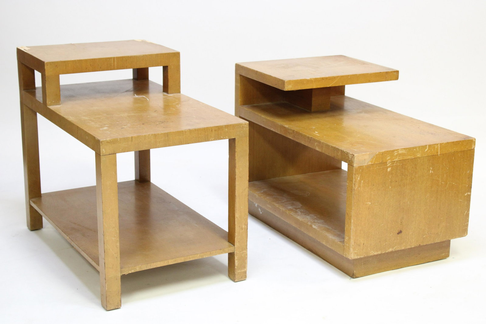 2 1950: Two American 1950's Walnut Bedside Tables, 1 TH Robsjohn Gibbings for Widdicomb, the other Redlion Co. Dimensions: 18"W x 25"H x 30"D inches Property from the Estate of an Important New York Modernism