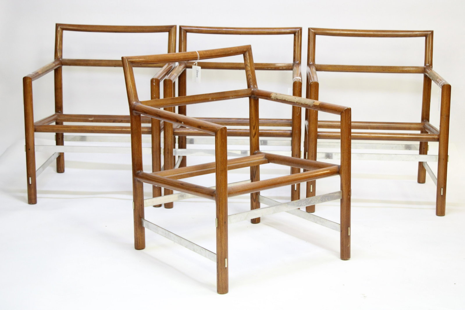 4 Edward Wormley Dunbar Oak & Chrome Armchairs: 4 Edward Wormley for Dunbar Oak & Chrome Open Armchairs Dimensions: Property from the Estate of an Important New York Modernism Dealer. (NJWA426/4)(MS)