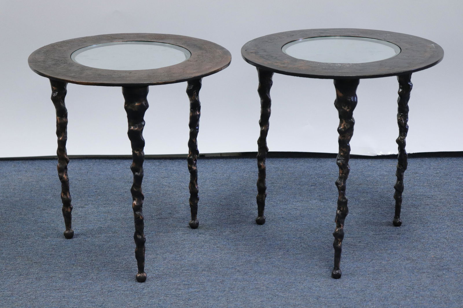 Michael Aram, Pair of Lava Tables: Michael Aram (1963), Pair "Lava" Tables, patinated copper on metal, signed ARAM 93 Dimensions: Each 18" H x 17" Dia. Property from a Fairfield County home (MST487/2)(MS)
