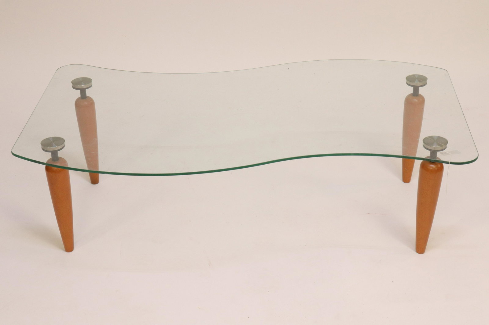 Pace Style Beechwood & Glass Coffee Table: Pace Style Beechwood & Glass Coffee Table Dimensions: 14" H x 47" W x 26" D Property from a Connecticut collection (BAHU686)(MS)