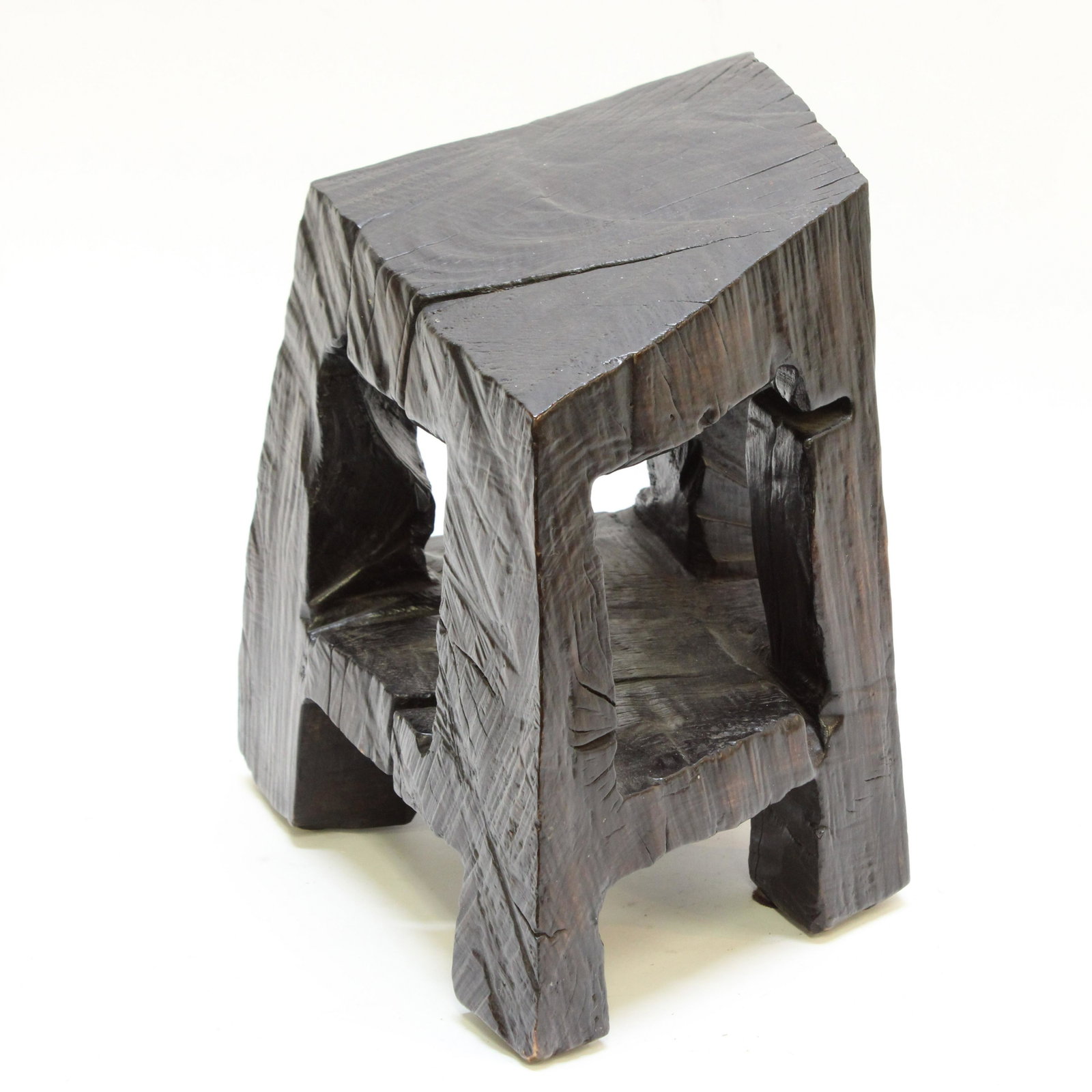 Modernist Carved Hardwood Footstool: Dimensions: 13" H x 13 1/4" W x 9 1/4" D Property from the Estate of an Important New York Modernism Dealer. (NJWA13)(MS)