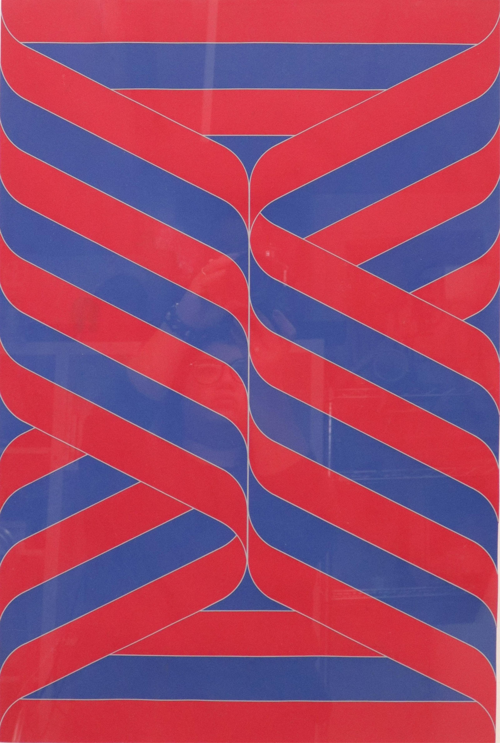 Sato Ado - WZ, geometric screenprint: Ado Sato, Japanese,1936-1995, blue and red geometric screenprint titled WZ, dated 1973, pencil signed, titled and dated Dimensions: 23 1/2 x 16, framed 36 1/2 x 29 Property from a Kent, CT estate (QBR
