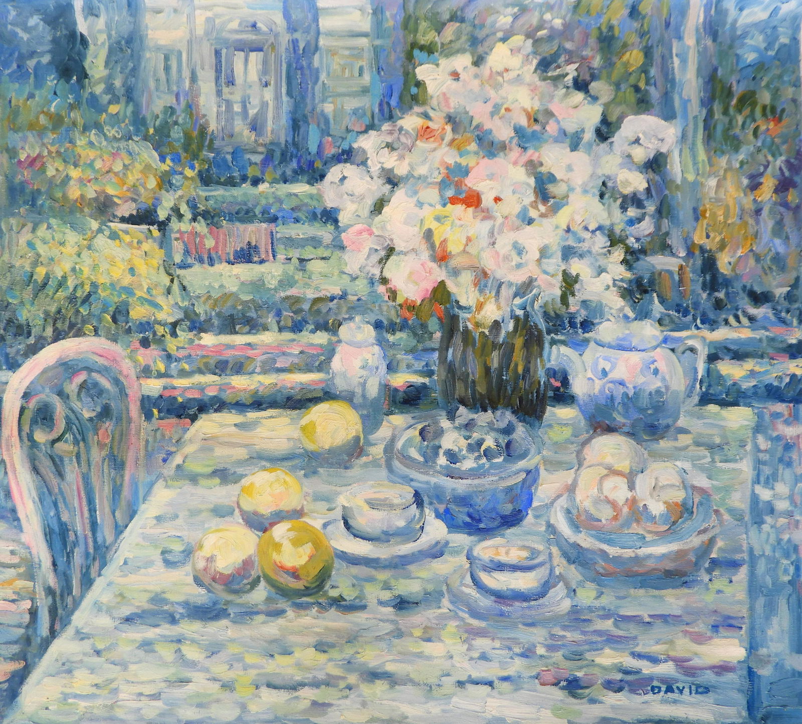 David Krayem - Impressionist Still Life: David Krayem aka K. David (Iraq, b. 1928) Still Life, oil on canvas. Signed DAVID lower right. Dimensions: 27 x 31" unstretched Property from a fifth generation art gallery, NYC (HEAR567)(EL)